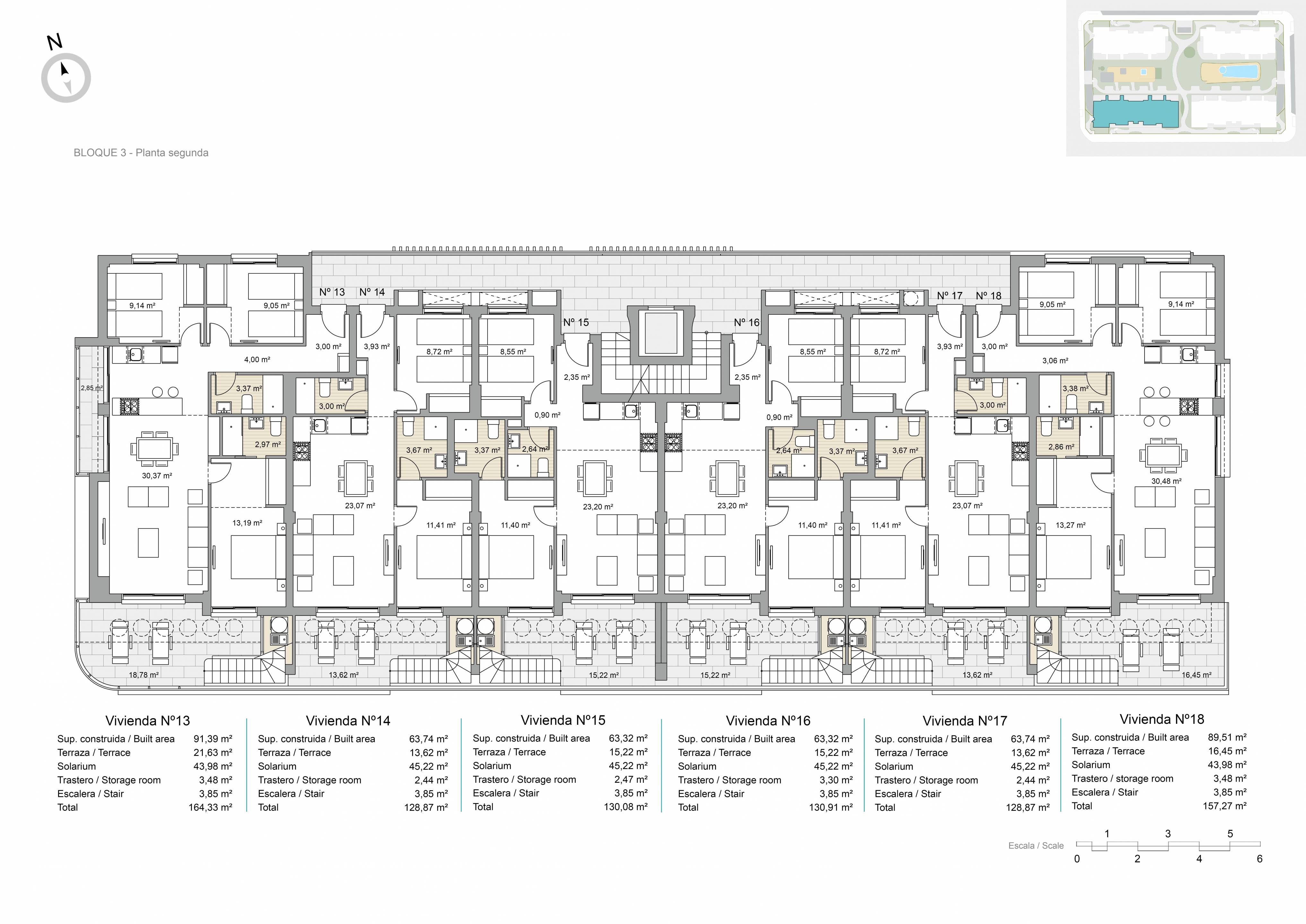 Floor plan of the 2-bedroom penthouse in Zona Pueblo (view 7)