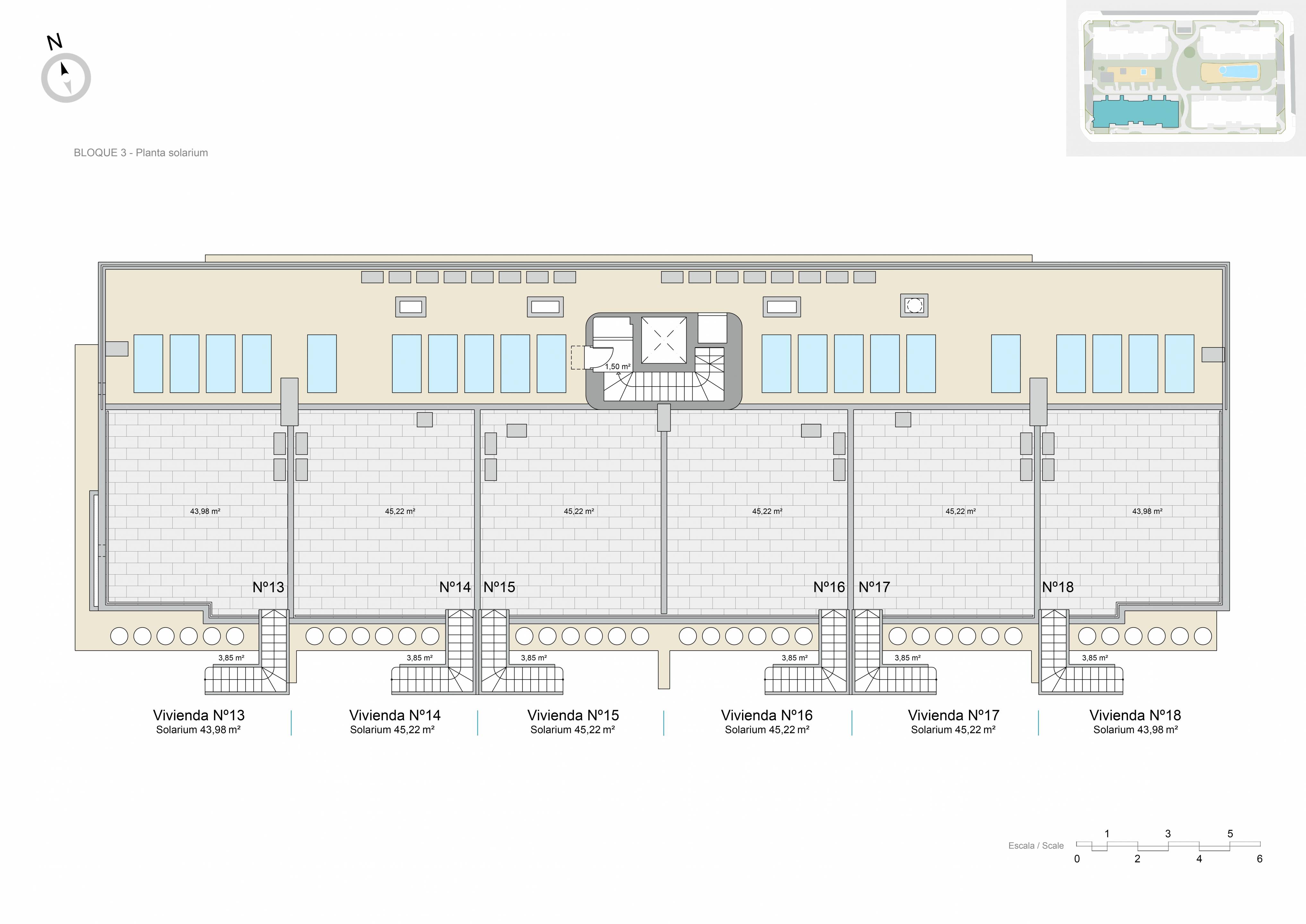 Floor plan of the 2-bedroom penthouse in Zona Pueblo (view 8)