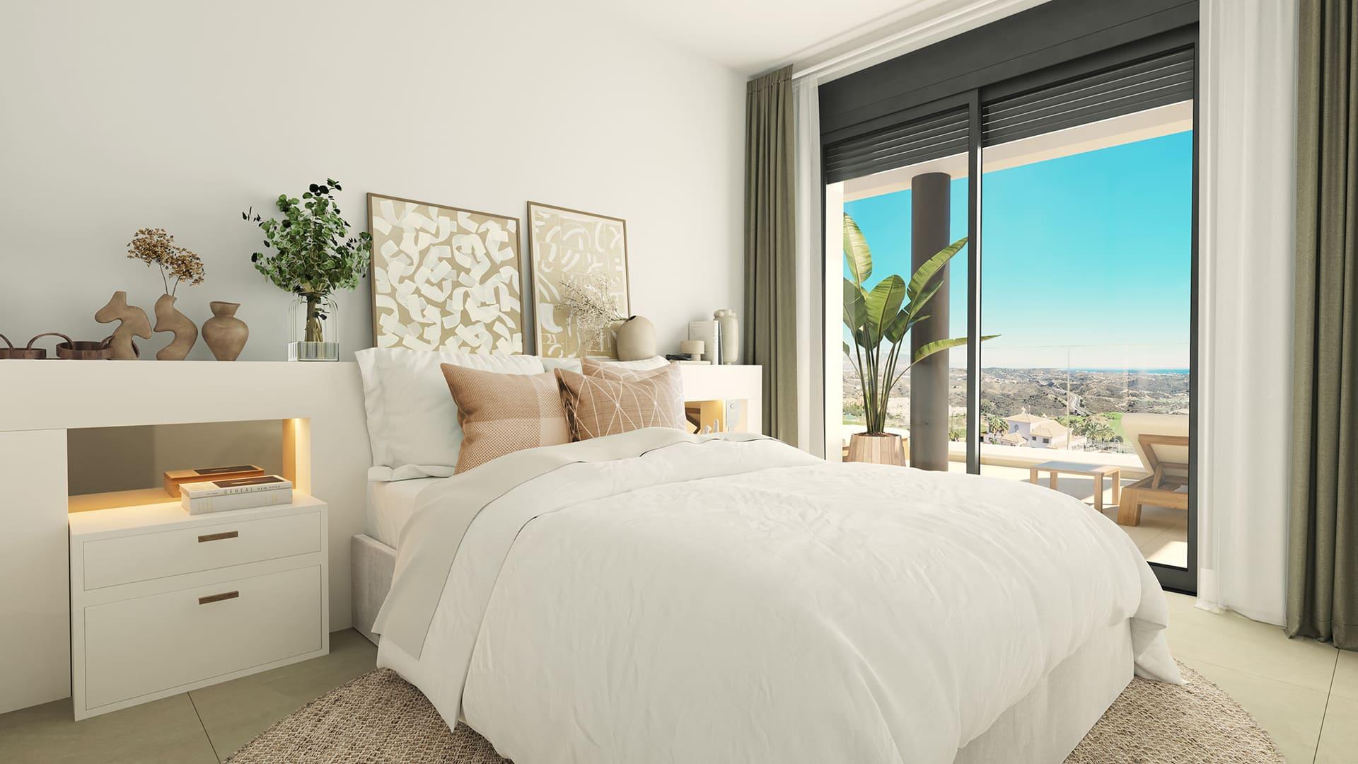 Living room with terrace access in 2-bedroom penthouse, Riviera del Sol, Mijas