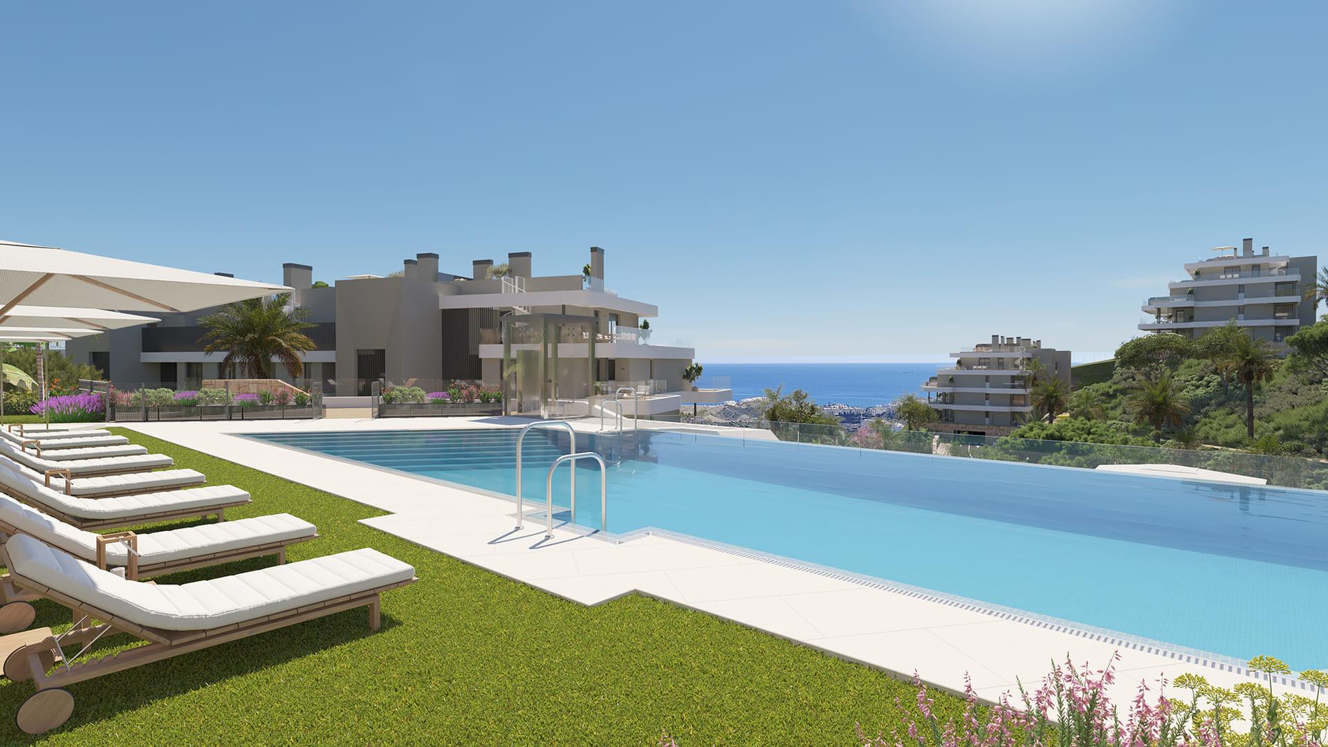 Private rooftop solarium terrace on top-floor penthouse, Riviera del Sol, Mijas