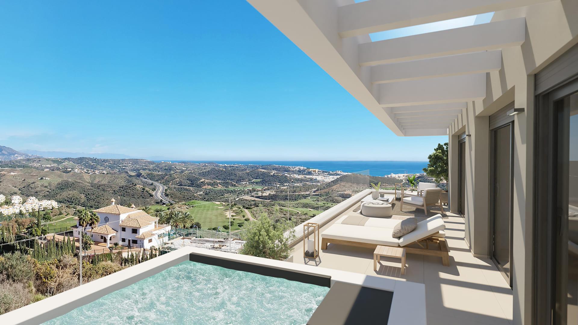 View from private solarium of 2-bedroom penthouse, Riviera del Sol, Mijas