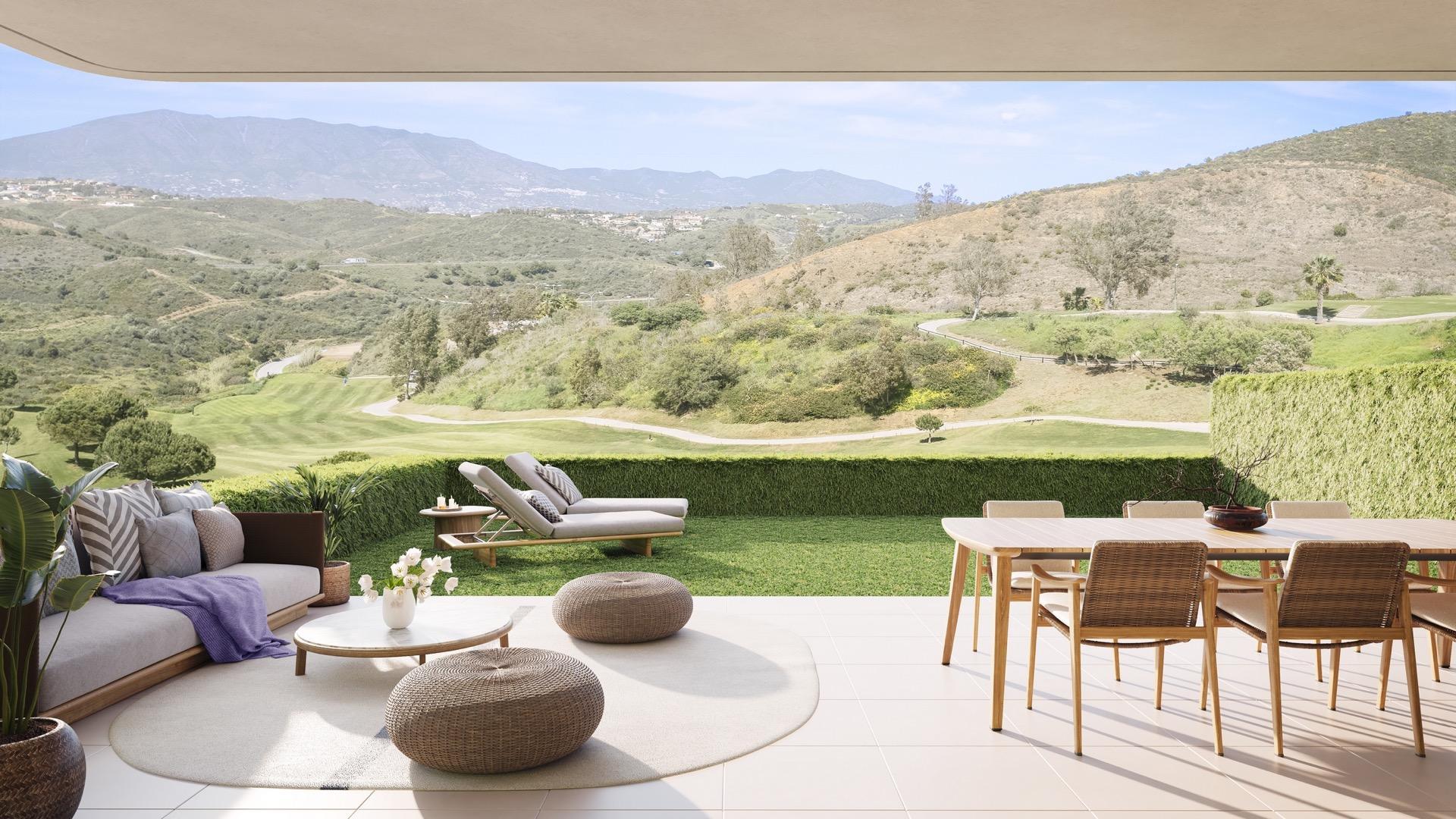 Living room with windows and natural light, 2-bedroom penthouse, La Cala de Mijas
