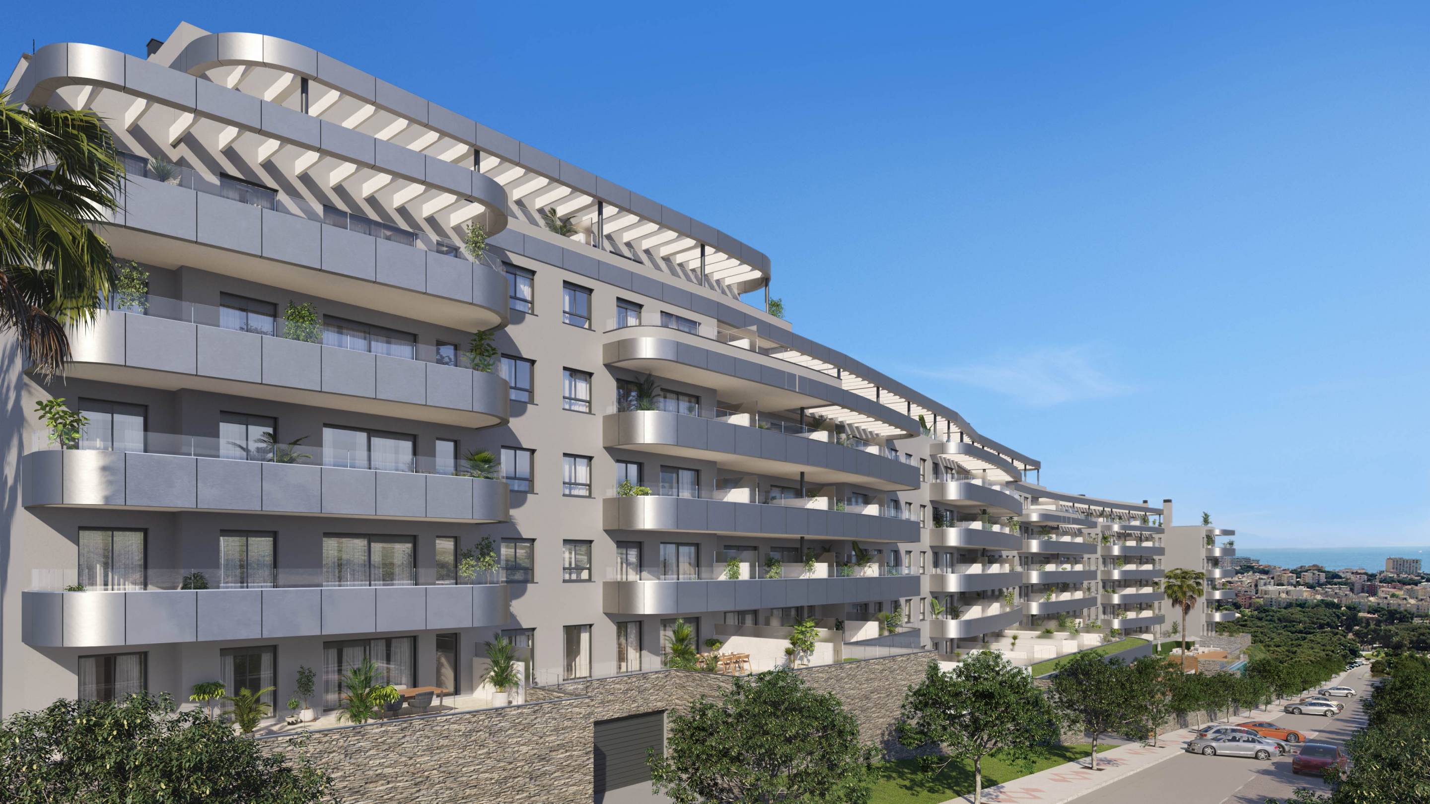 Building entrance lobby and lift doors, new-build development, El Saltillo, Torremolinos