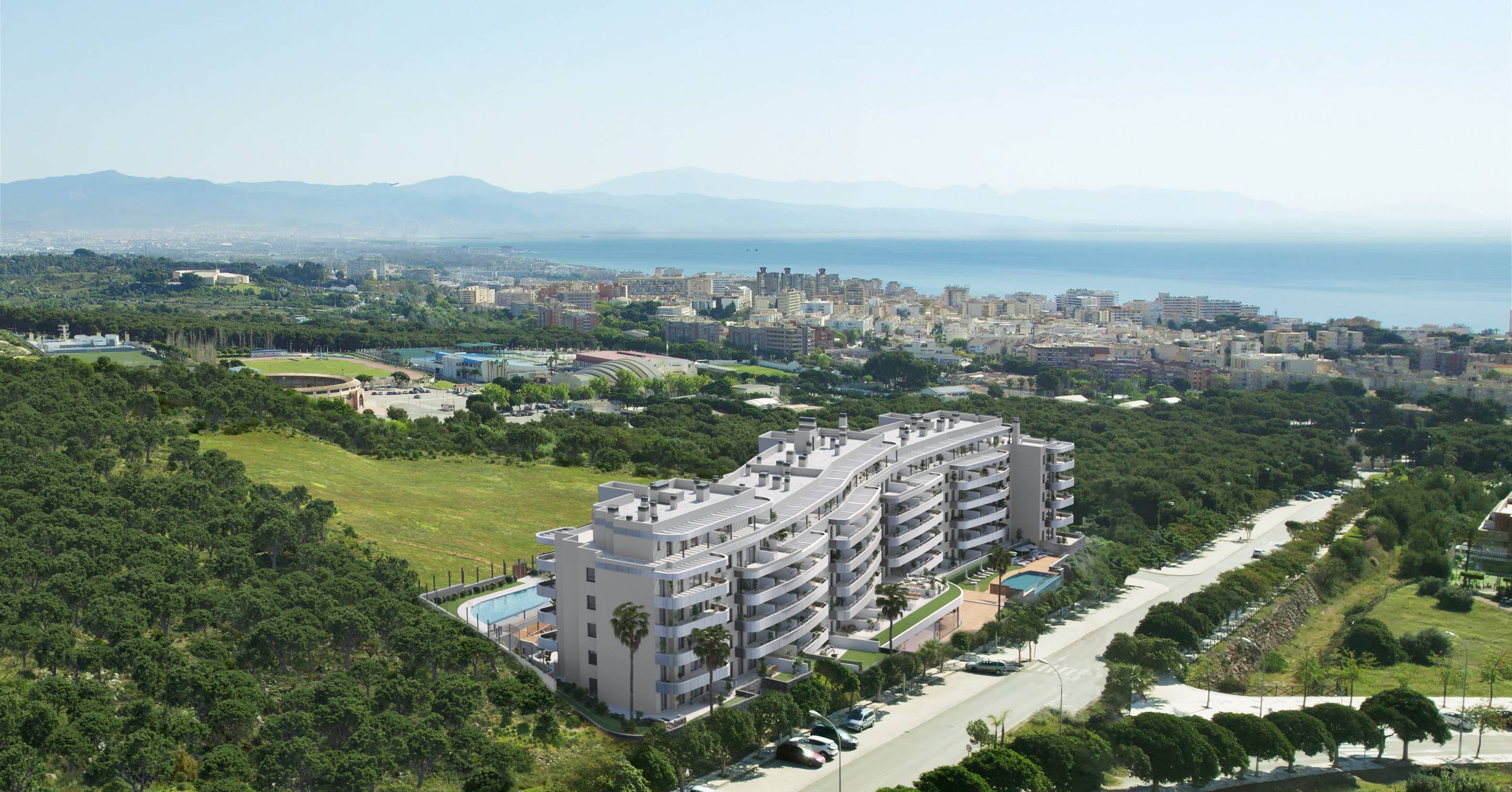 Open-plan living area in 3-bedroom new-build apartment, El Saltillo, Torremolinos