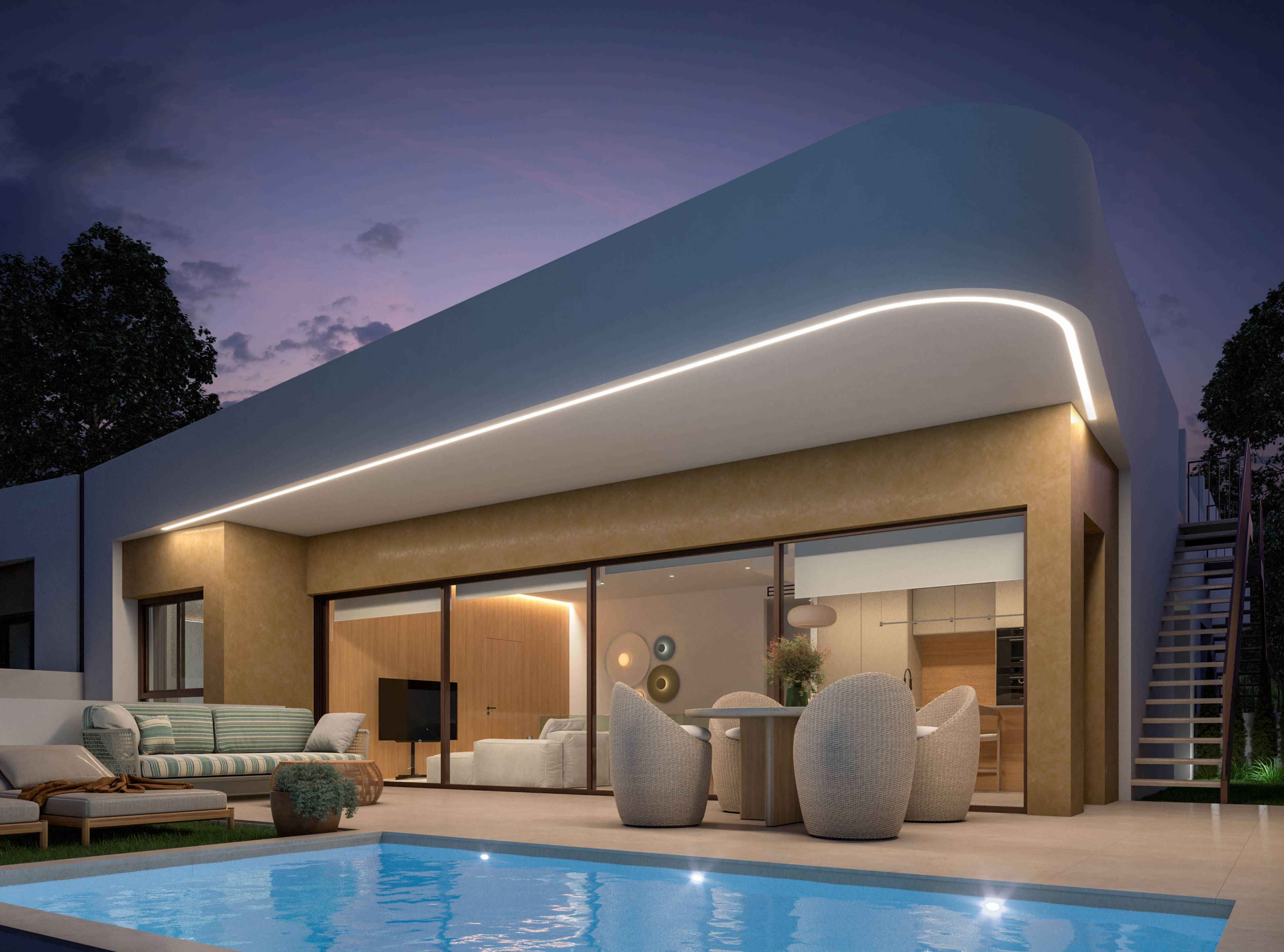 Street frontage of new-build villa in Dolores, Alicante