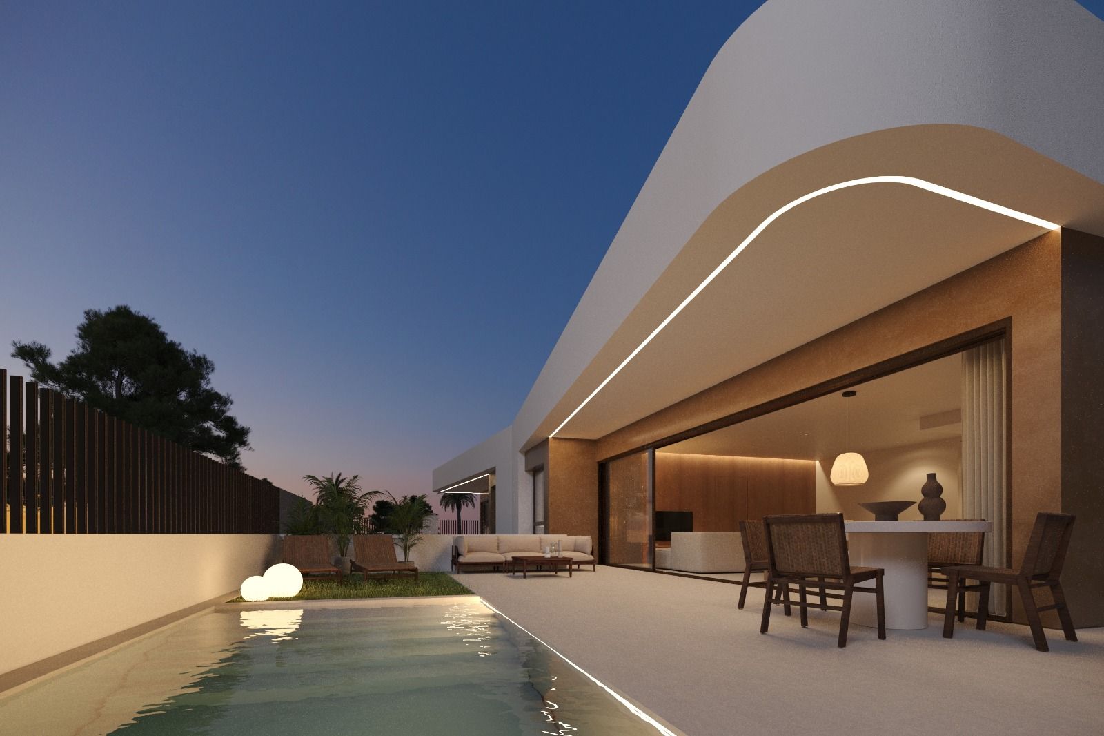 Open-plan living and dining area in 3-bedroom villa, Dolores