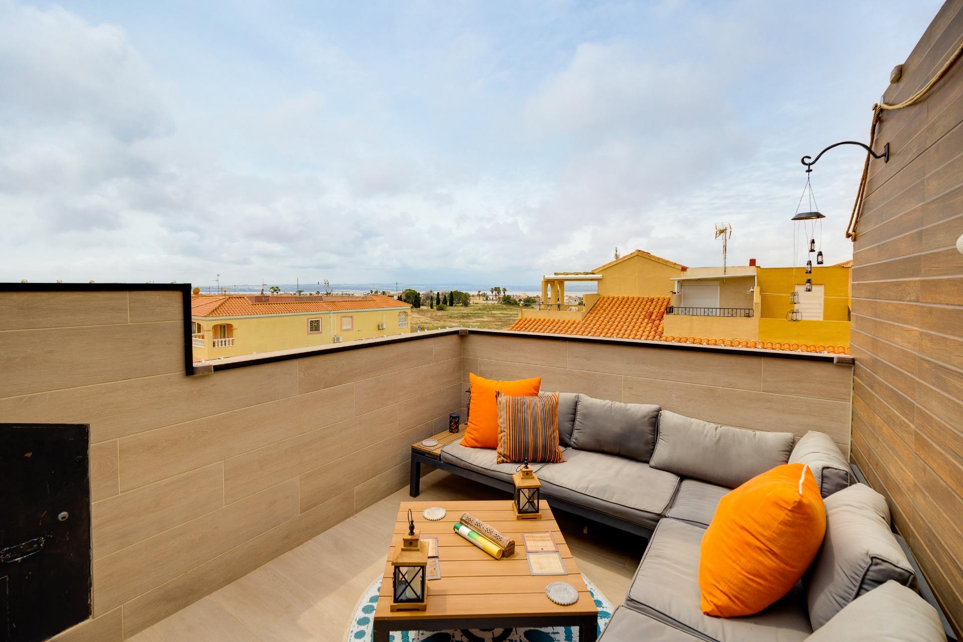 Solarium showing rooftops of surrounding residential area, La Siesta, Torrevieja