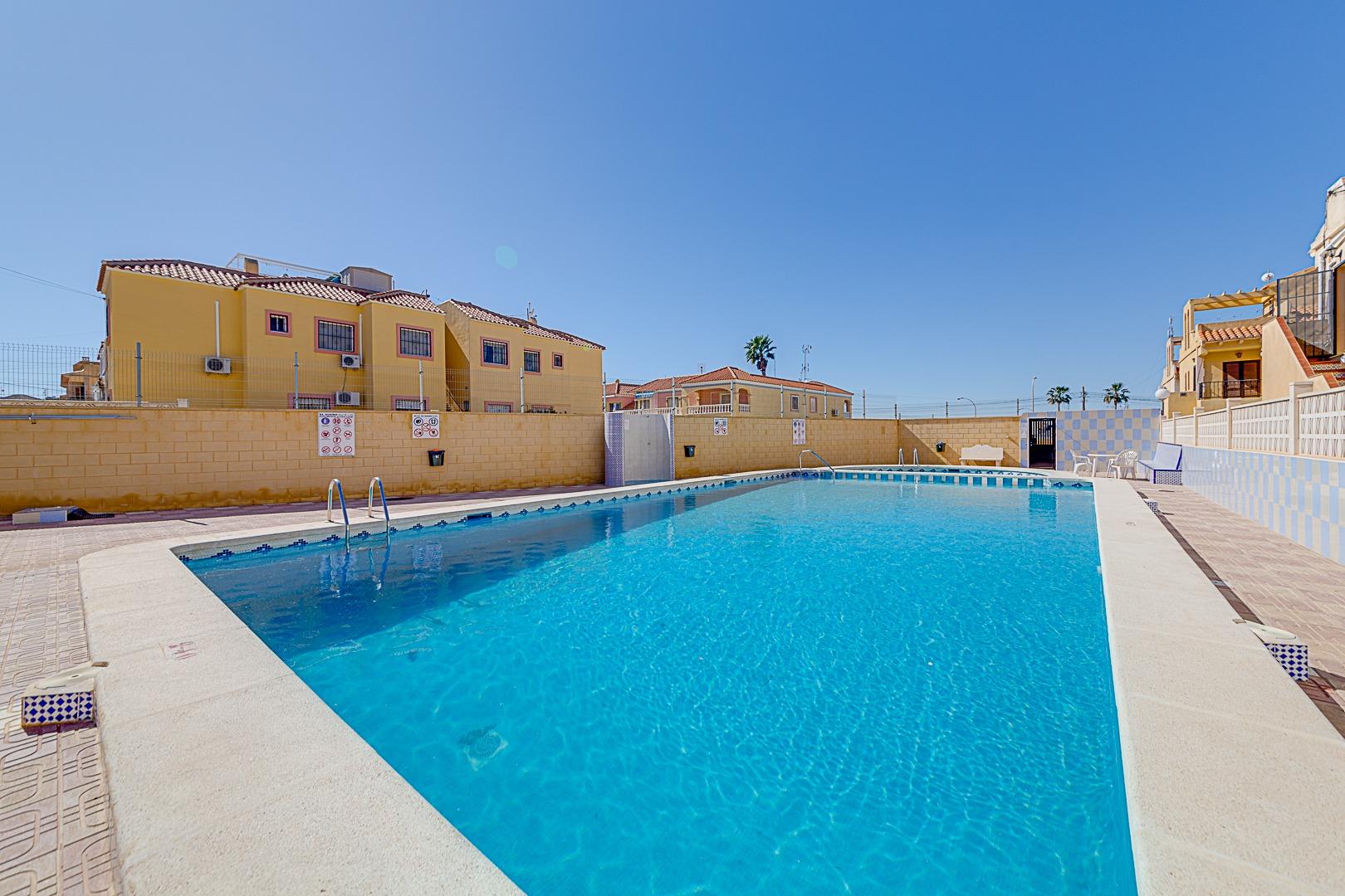 Aerial view of bungalow complex rooftops, La Siesta, Torrevieja
