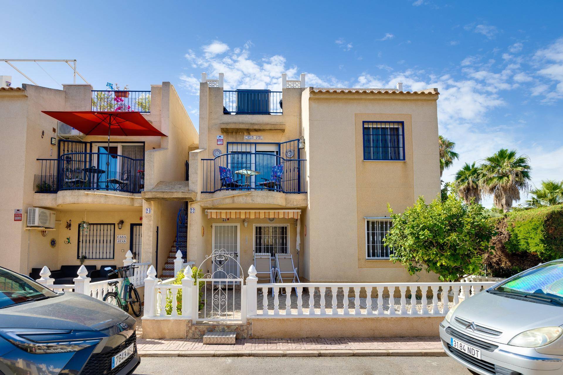 Balcony railing and outdoor space, top-floor bungalow, El Chaparral