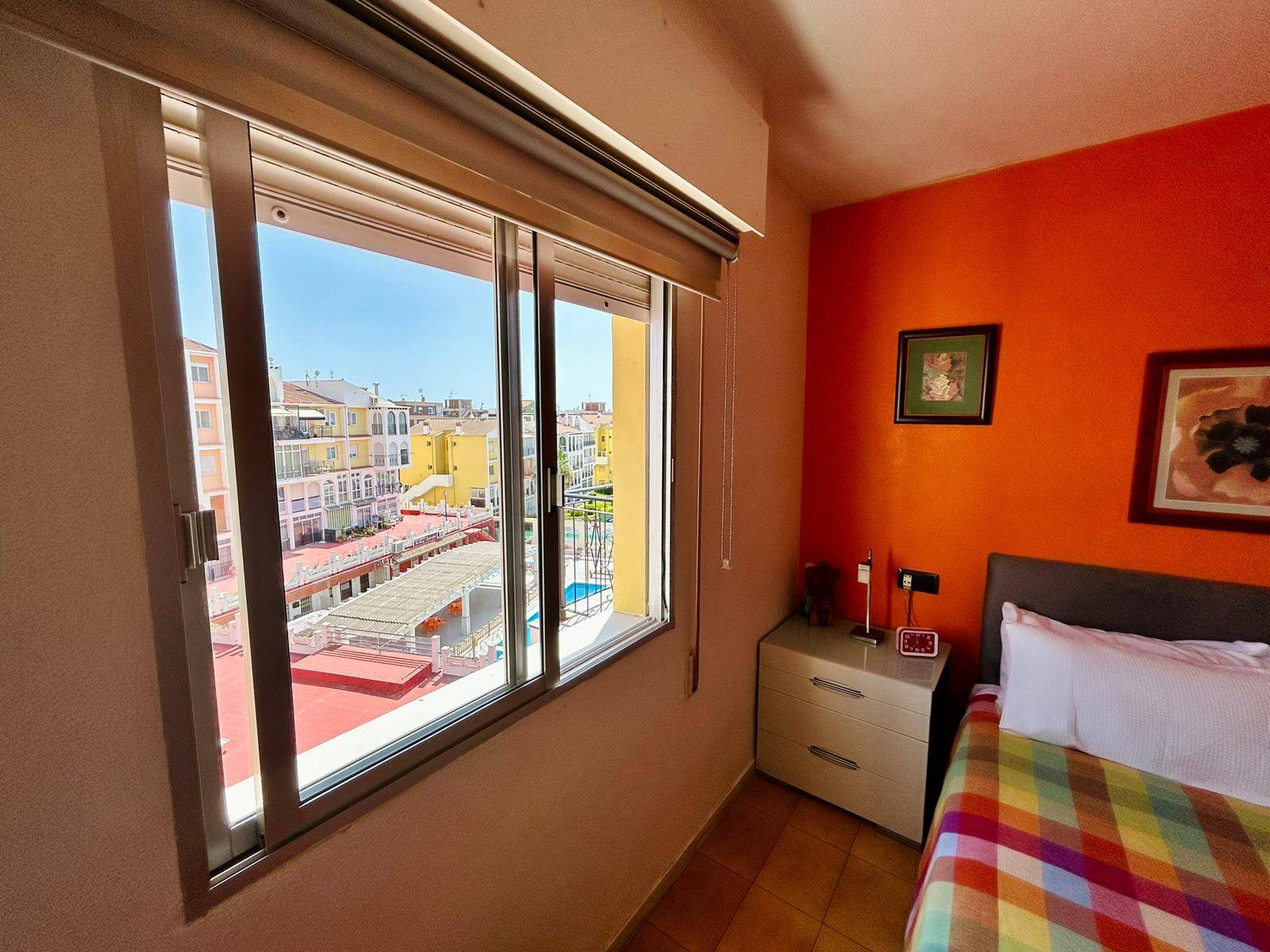 Bedroom window in 1-bedroom apartment, La Veleta, Torrevieja