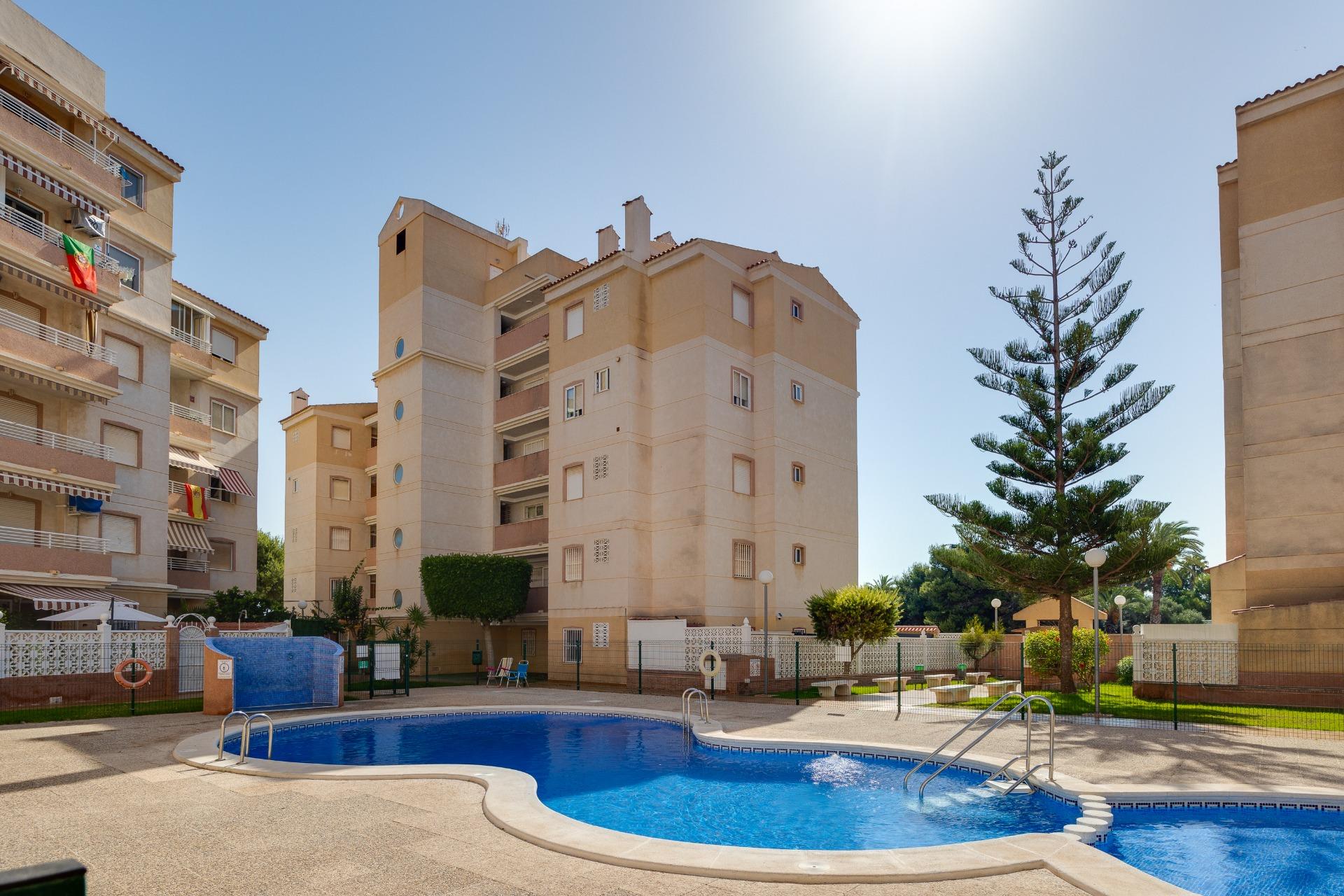 Communal pool viewed from upper floor, Calas Blanca complex, Torrevieja