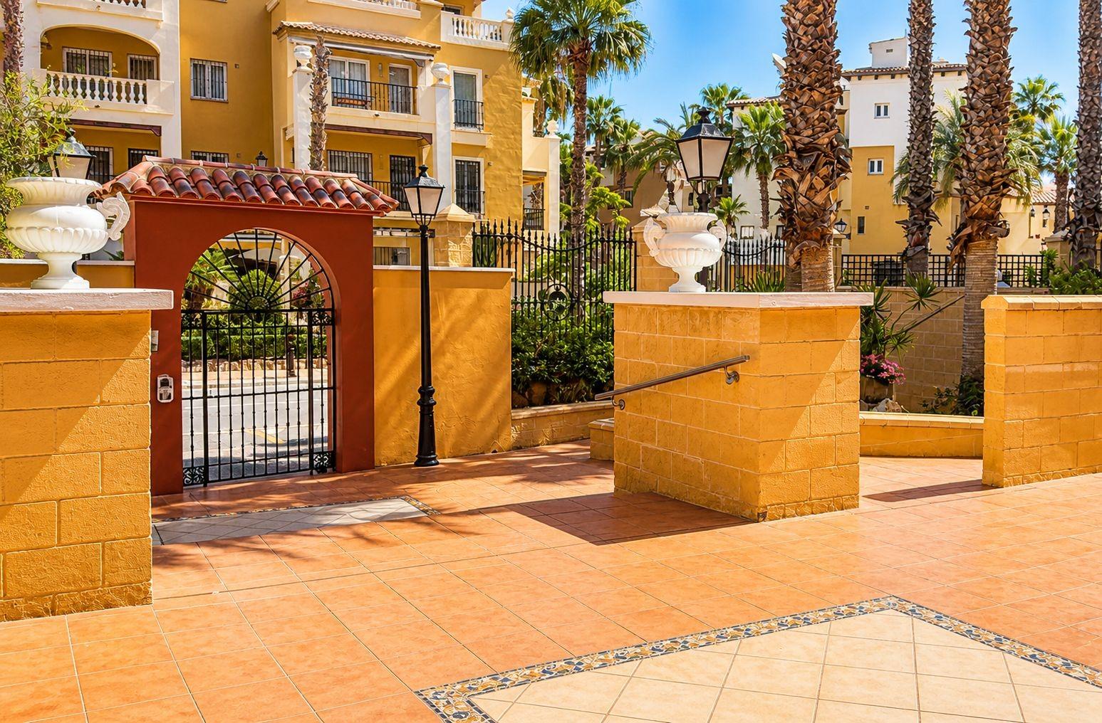 Communal pool and pool surround viewed from above, Los Frutales, Torrevieja