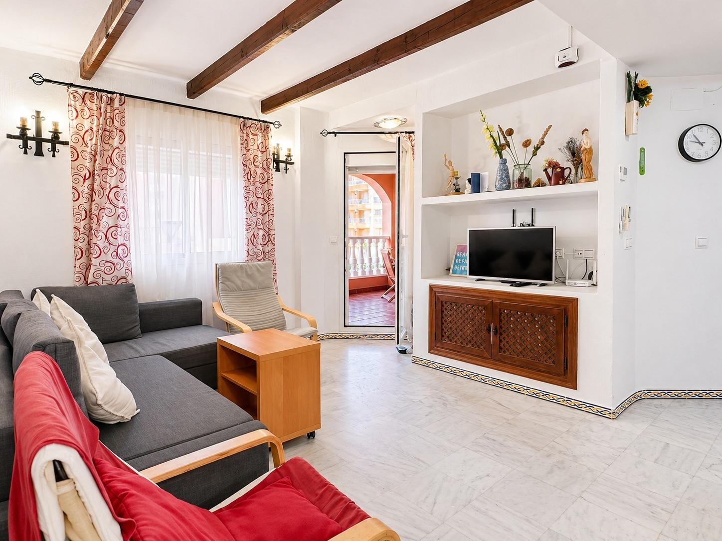 Living room with sofa and furniture in 3-bedroom apartment, Los Frutales, Torrevieja
