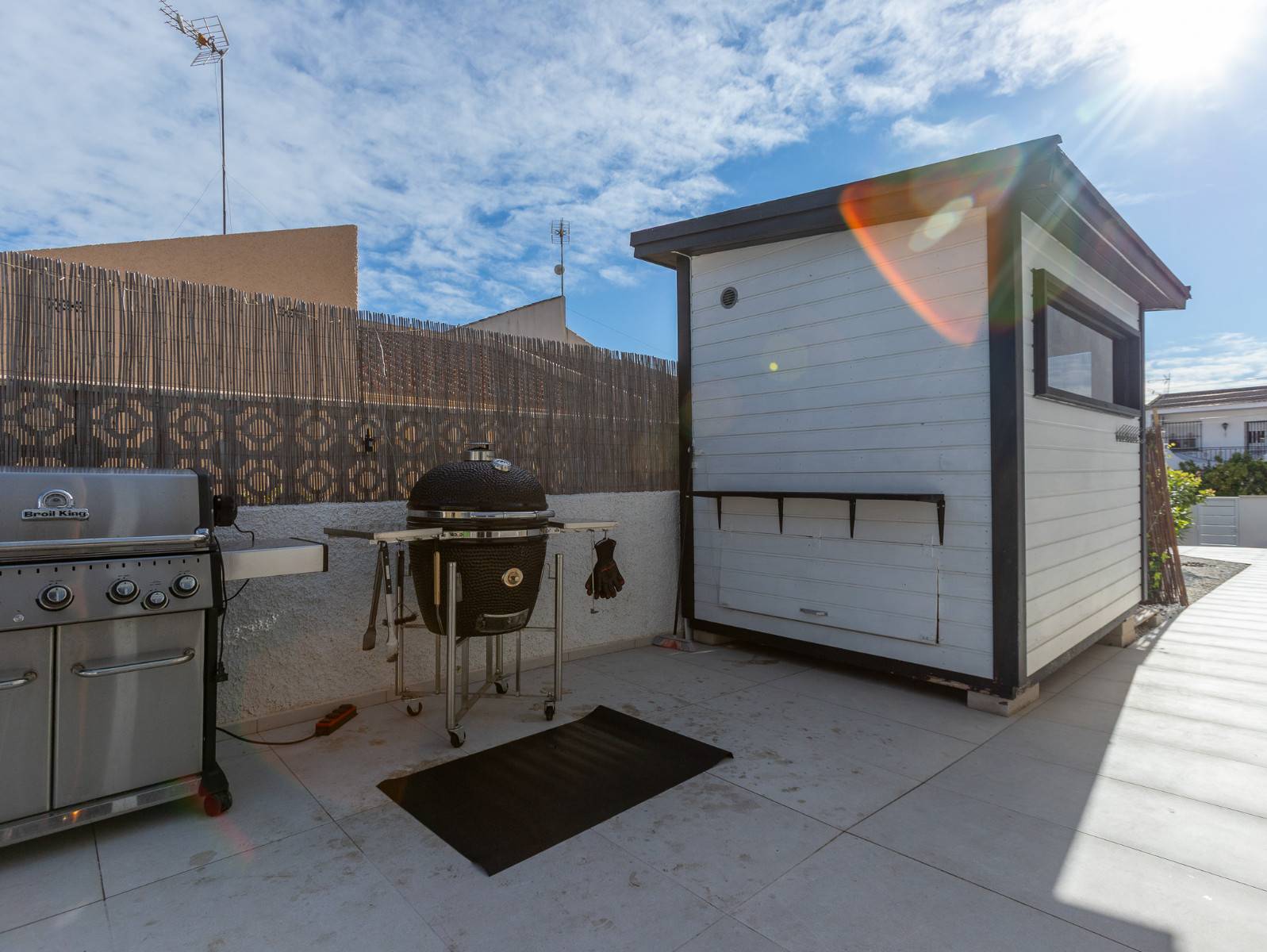 Wood-fired sauna in the rear garden of 4-bedroom villa in La Siesta, Torrevieja