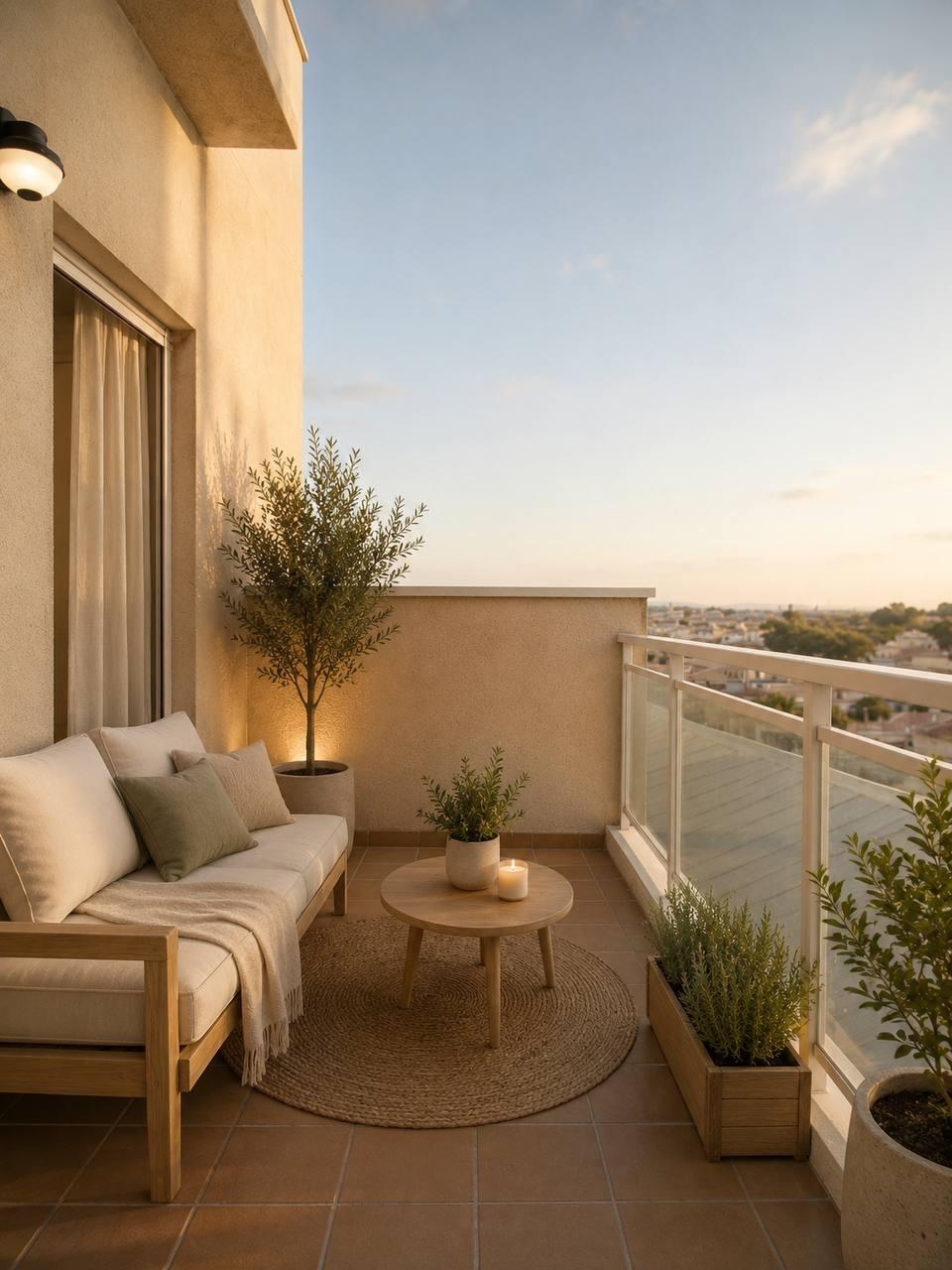 Private rooftop solarium in 2-bedroom penthouse, Cabo Roig