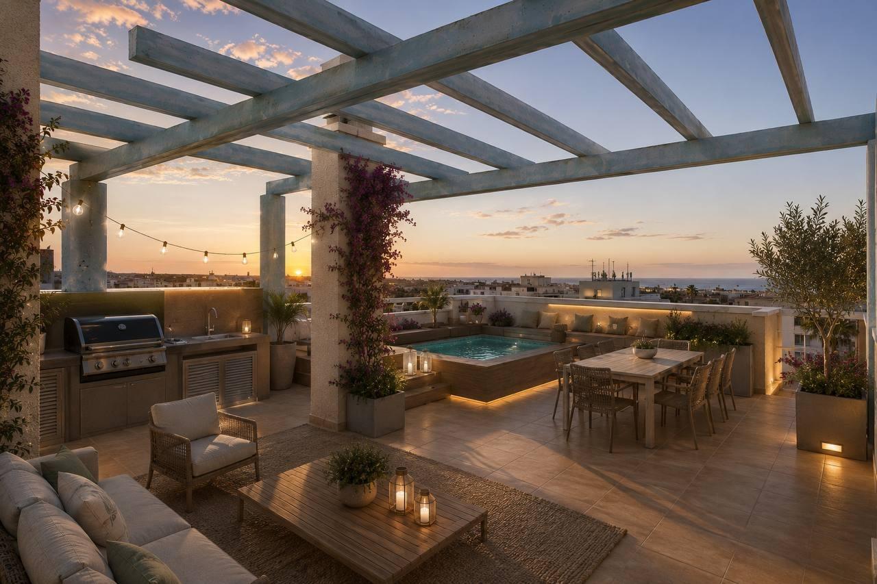 Open view from solarium terrace in penthouse, Cabo Roig, Orihuela Costa