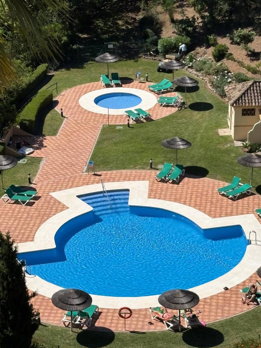 View from upper terrace across surrounding area, corner penthouse, Elviria Hills