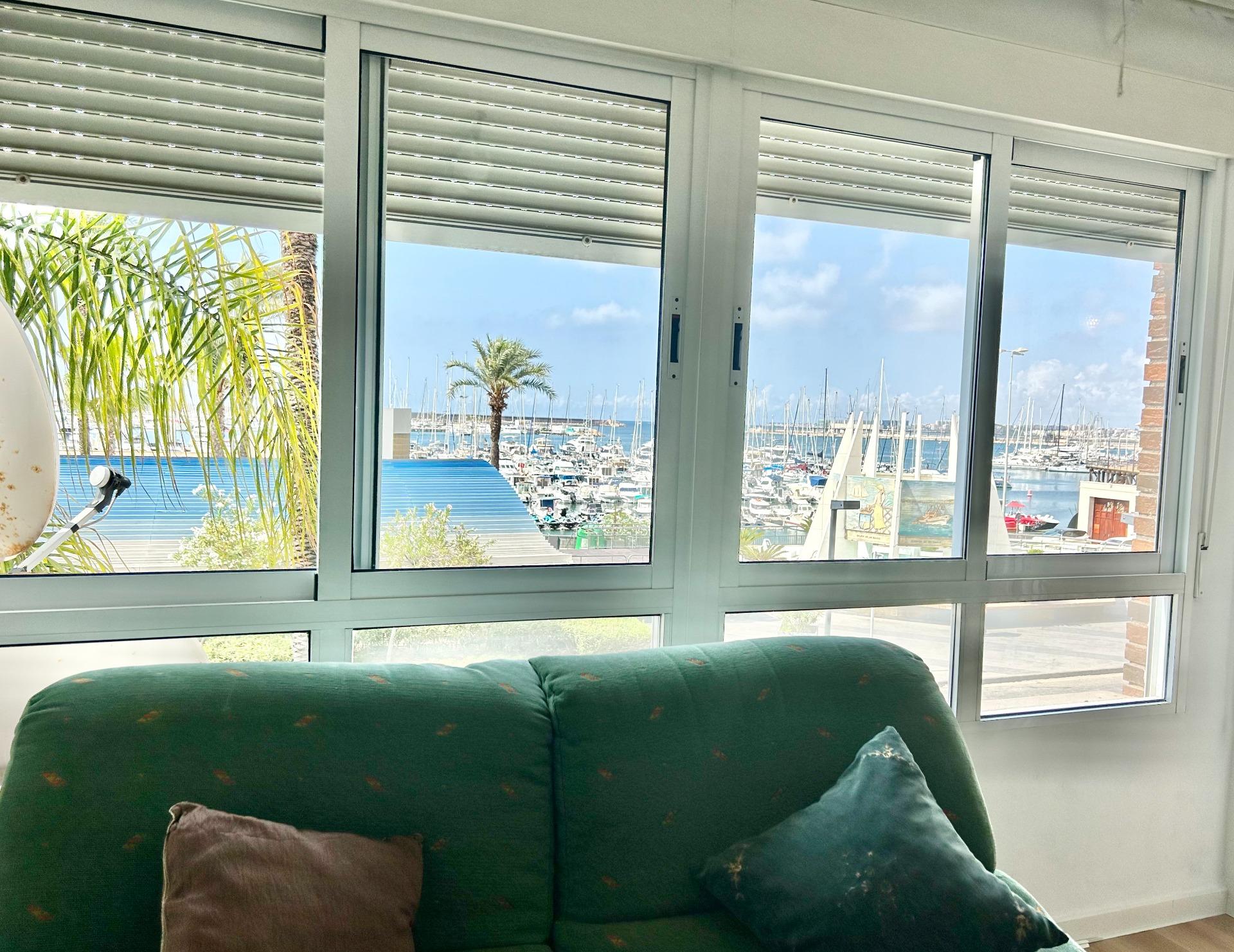 View of Torrevieja seafront promenade from apartment window on Paseo Marítimo