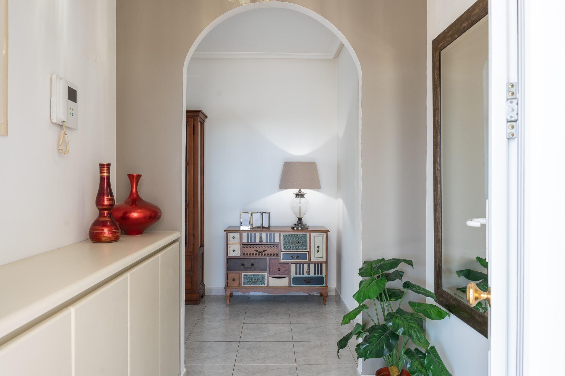 Front facade of detached villa in central Playa Flamenca, Orihuela Costa