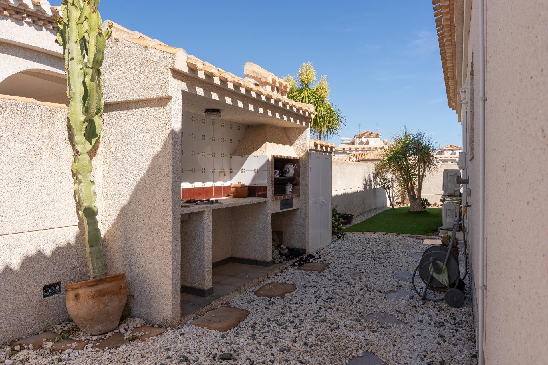 Pool area gate and enclosure detail, private pool villa, Playa Flamenca, Orihuela Costa