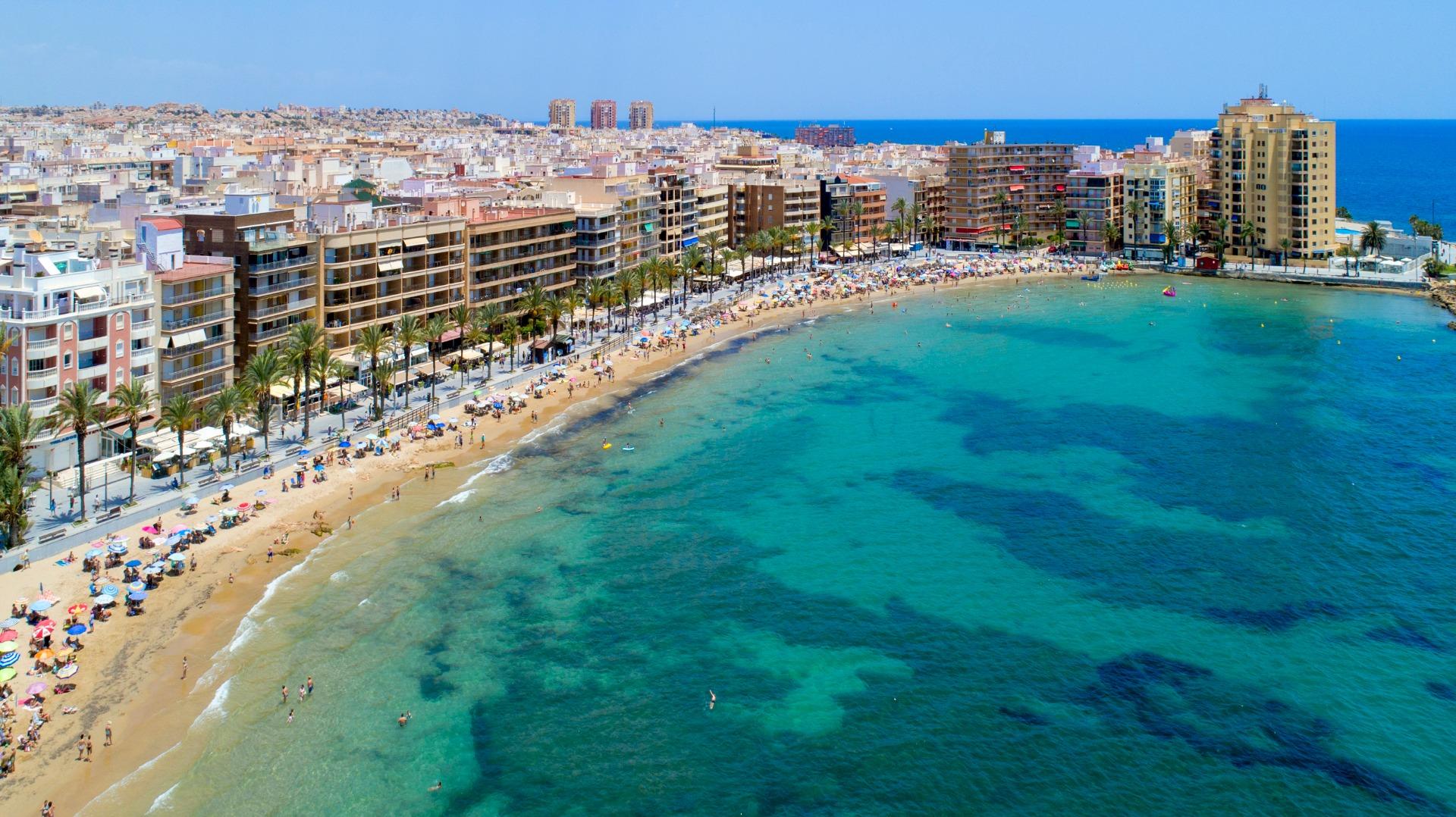 Rooftop-level views of Torrevieja coastline from penthouse, Playa del Cura
