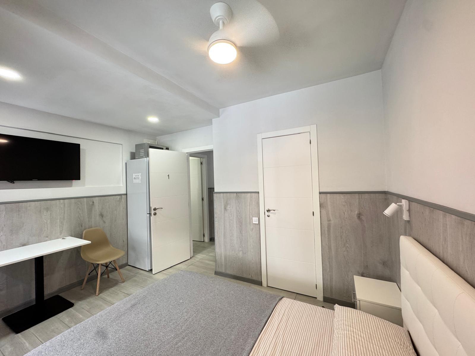 Kitchenette with counter and appliances in studio unit, Playa del Cura, Torrevieja