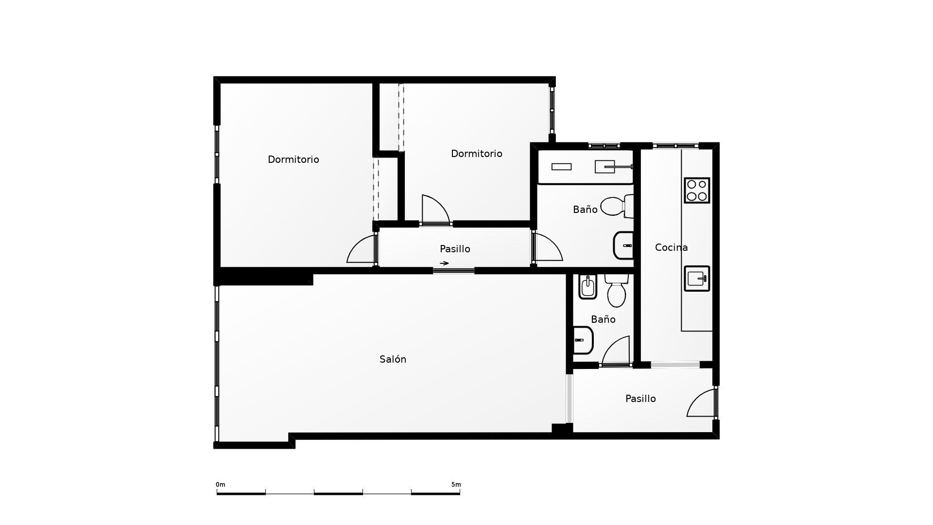 Floor plan of 2-bedroom apartment in Rocío del Mar, Orihuela Costa