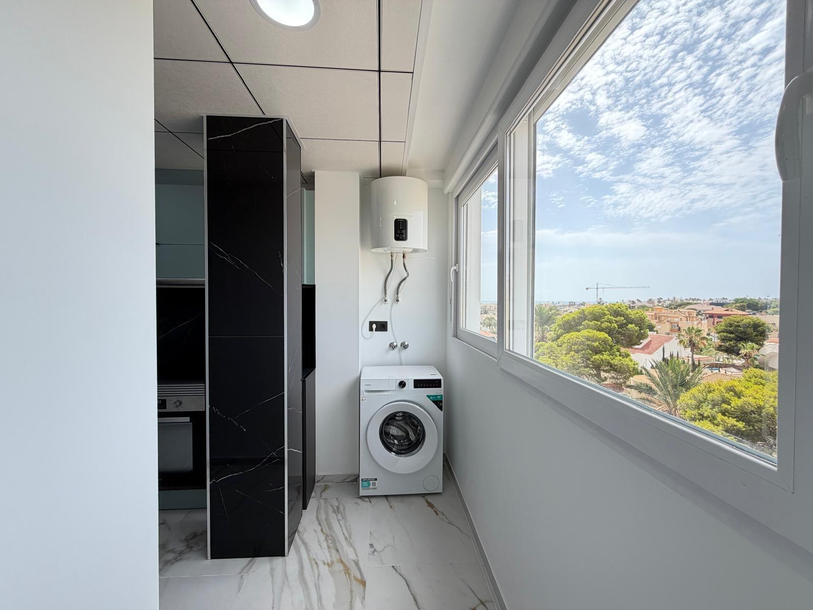 Renovated bathroom shower area in 1-bedroom apartment, La Zenia