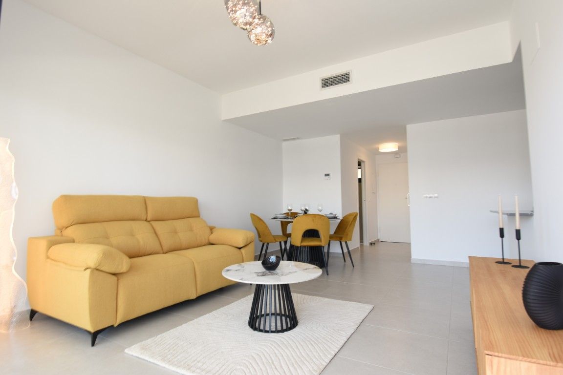 Porcelain stoneware flooring detail in new-build apartment, Pueblo, San Miguel de Salinas