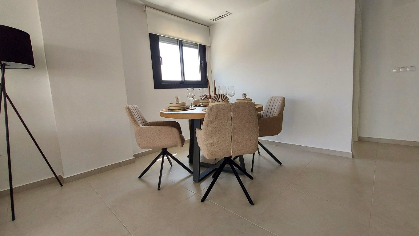 Open-plan living and dining layout in 3-bedroom first-floor apartment, Pueblo, San Miguel de Salinas