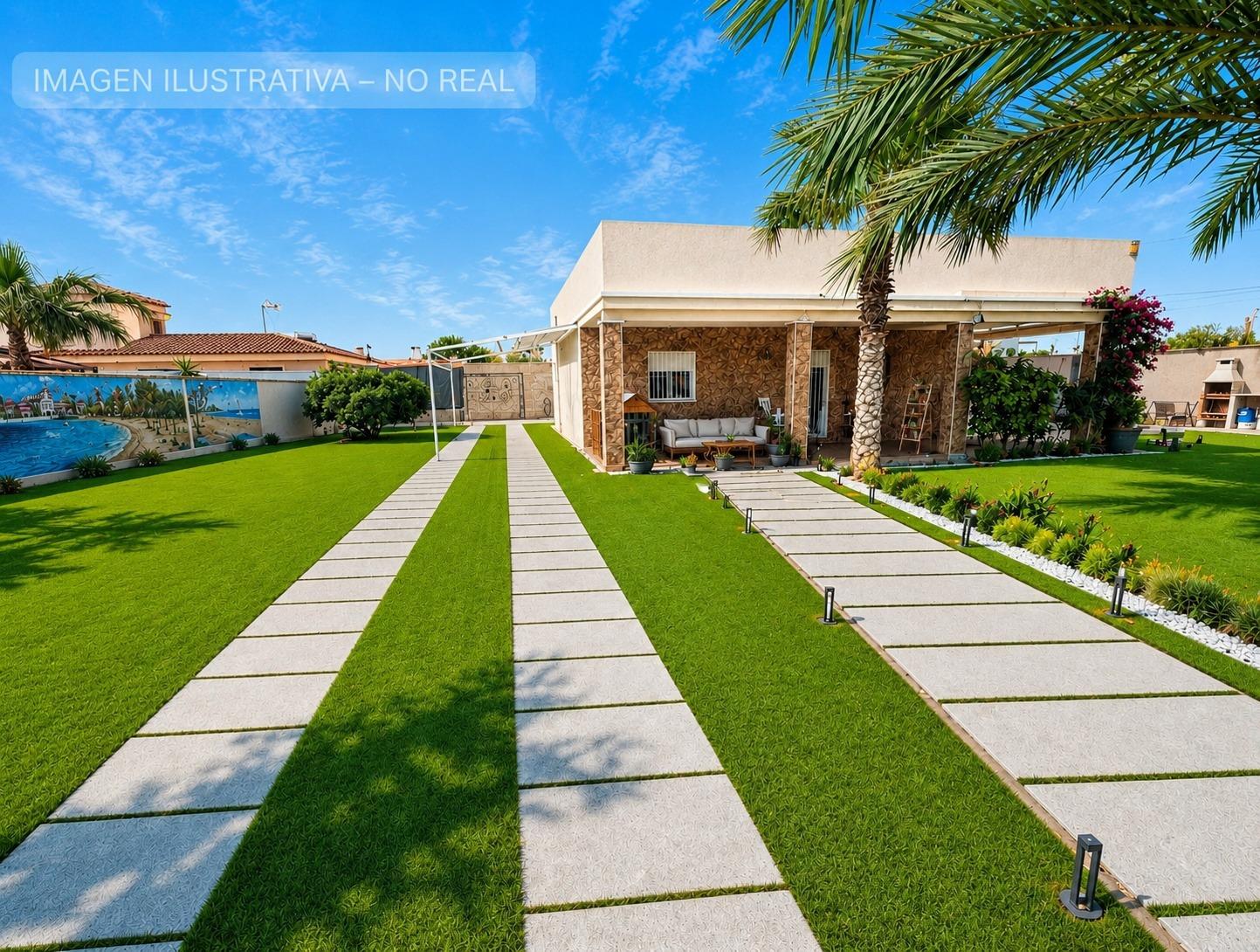 Front facade of 3-bedroom villa on Avenida García Lorca, Torreta Florida, Torrevieja
