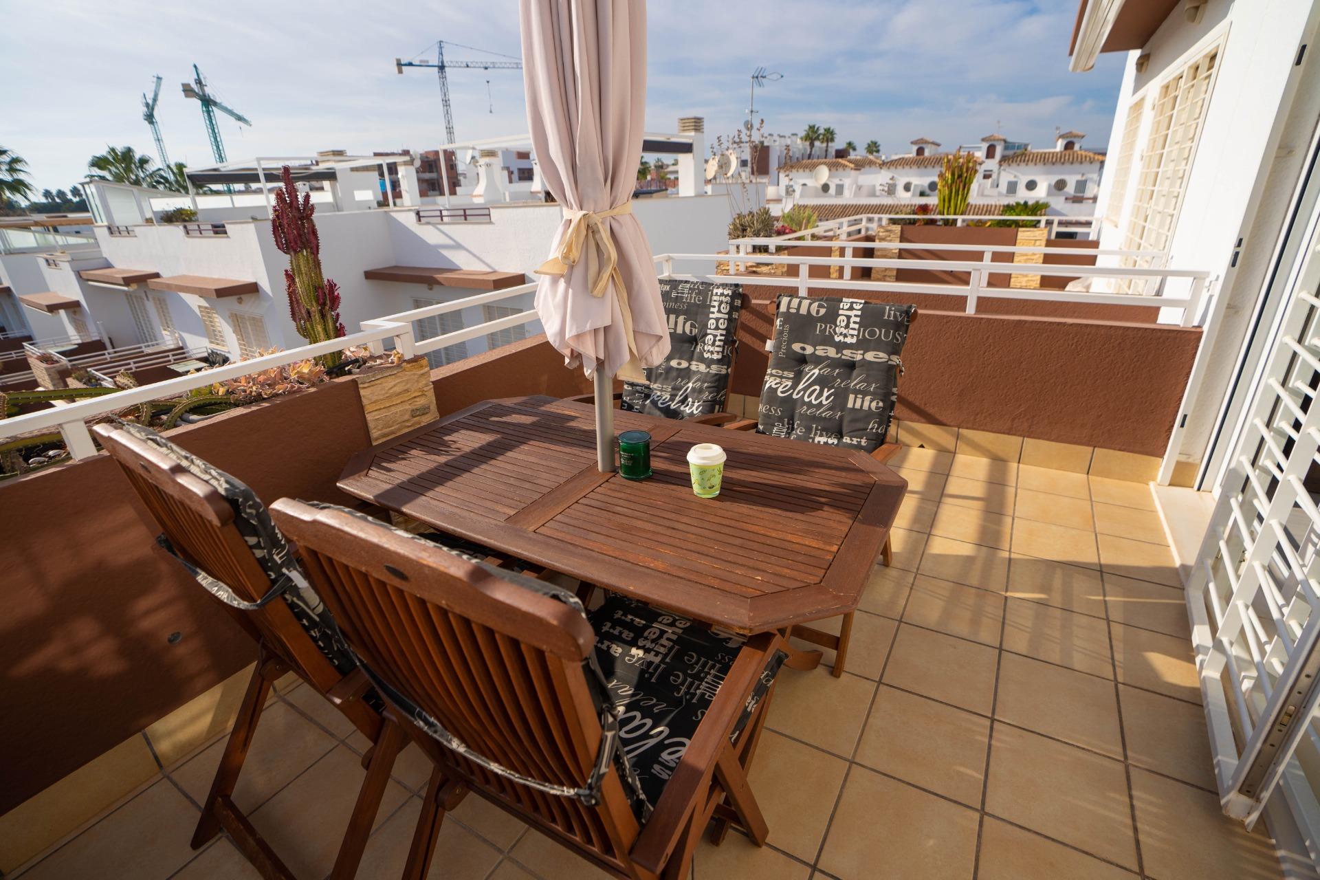 Double bedroom with built-in wardrobes in 2-bedroom penthouse, Rocío del Mar