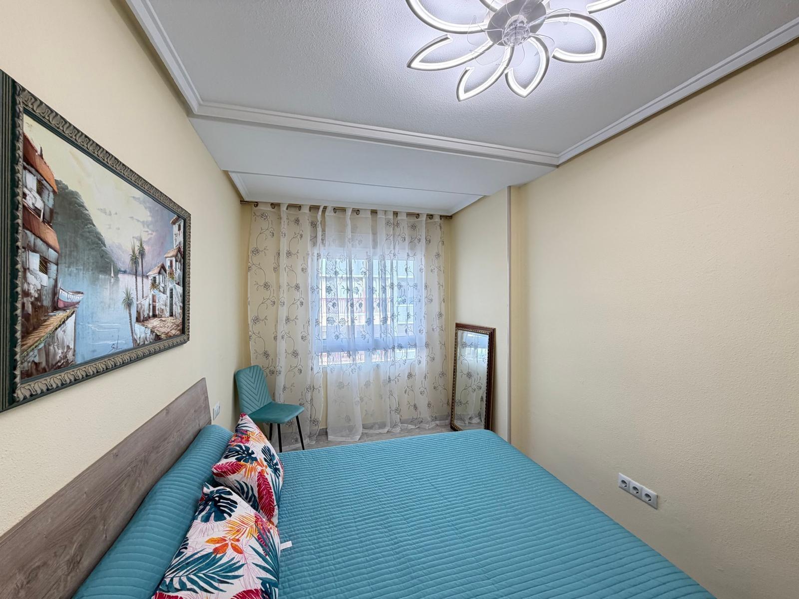 Bedroom ceiling light and room layout, Playa del Cura apartment