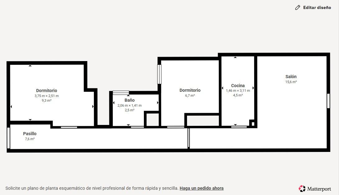 Floor plan of 2-bedroom penthouse in Playa del Cura, Torrevieja