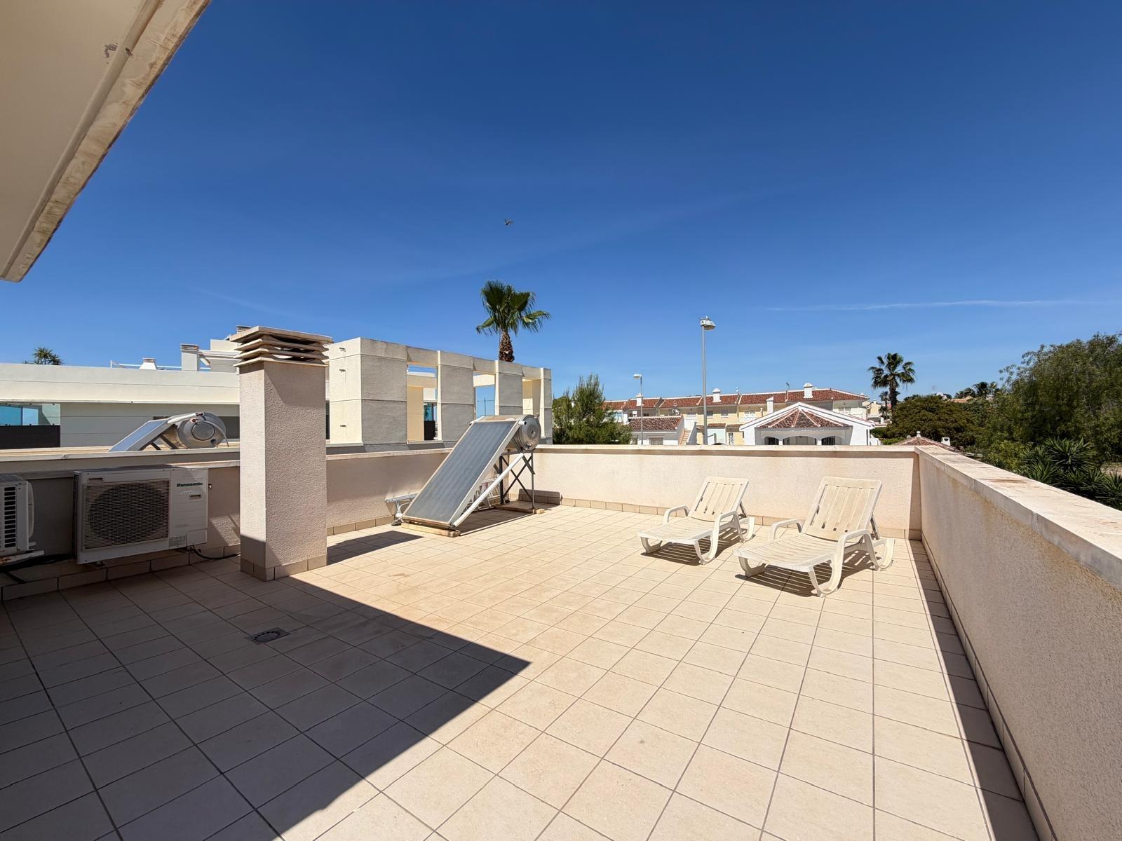 Kitchen with dining area and tiled floor, villa in Doña Pepa
