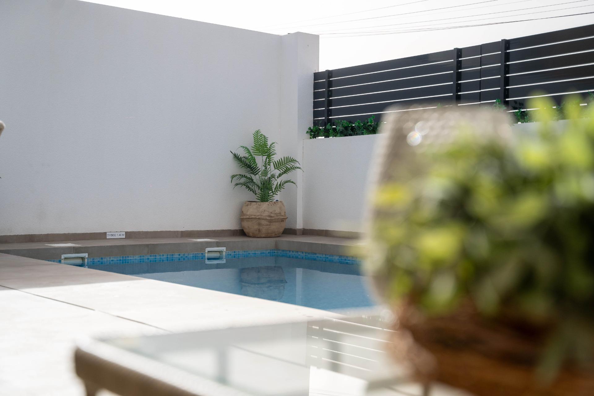 View of the Pink Lagoon from rooftop solarium, La Siesta, Torrevieja