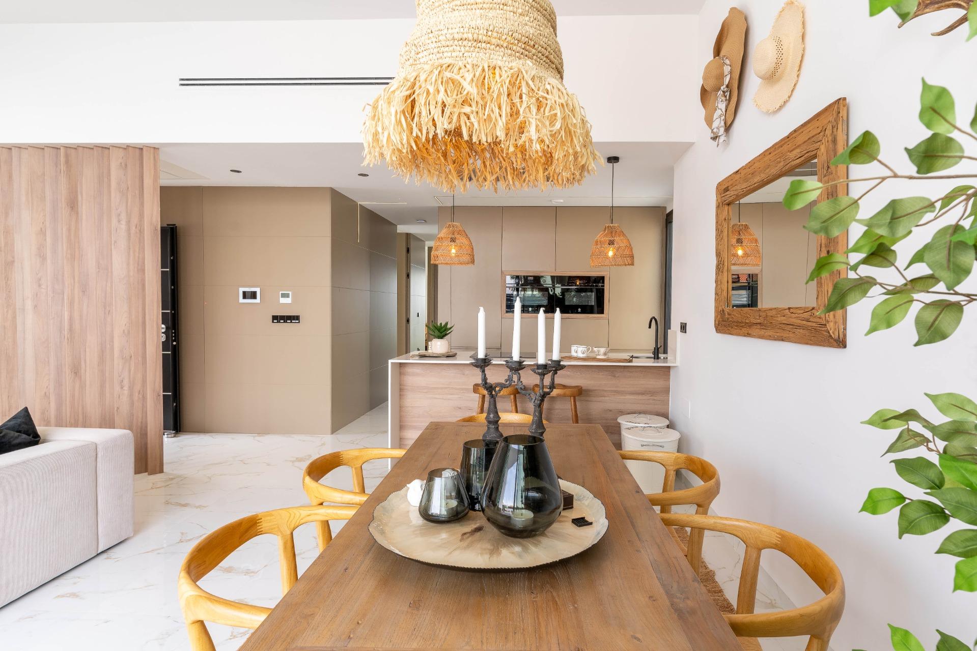 Kitchen island with countertop detail, La Siesta villa, Torrevieja