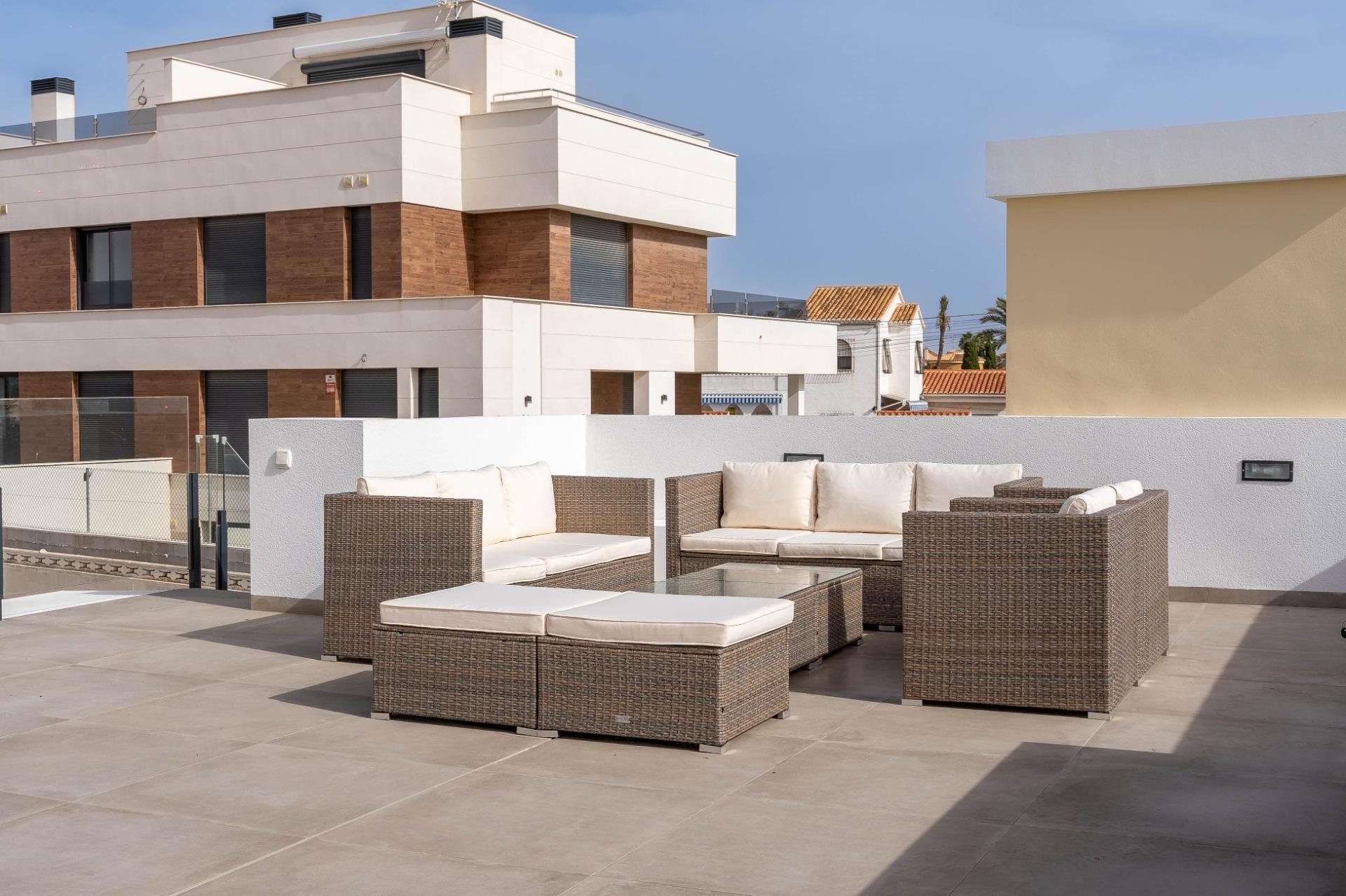 Garden border planting along plot perimeter, new-build villa in La Siesta