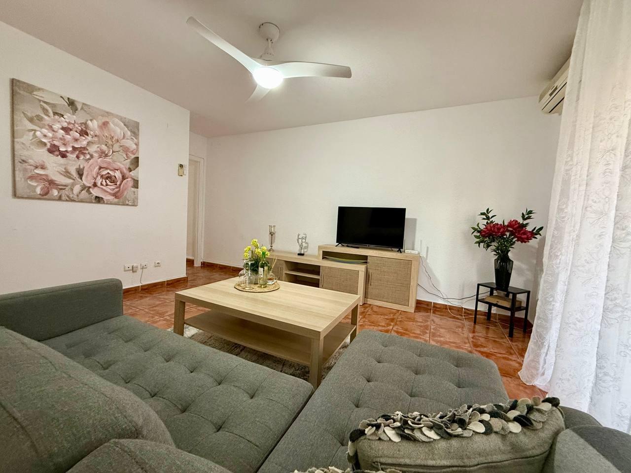 Wall-mounted air conditioning unit in living room, Playa del Cura apartment