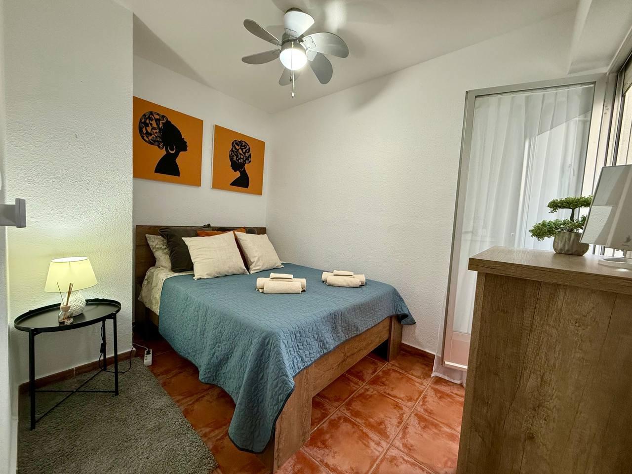 Living room viewed from entrance angle, 2-bedroom apartment, Playa del Cura