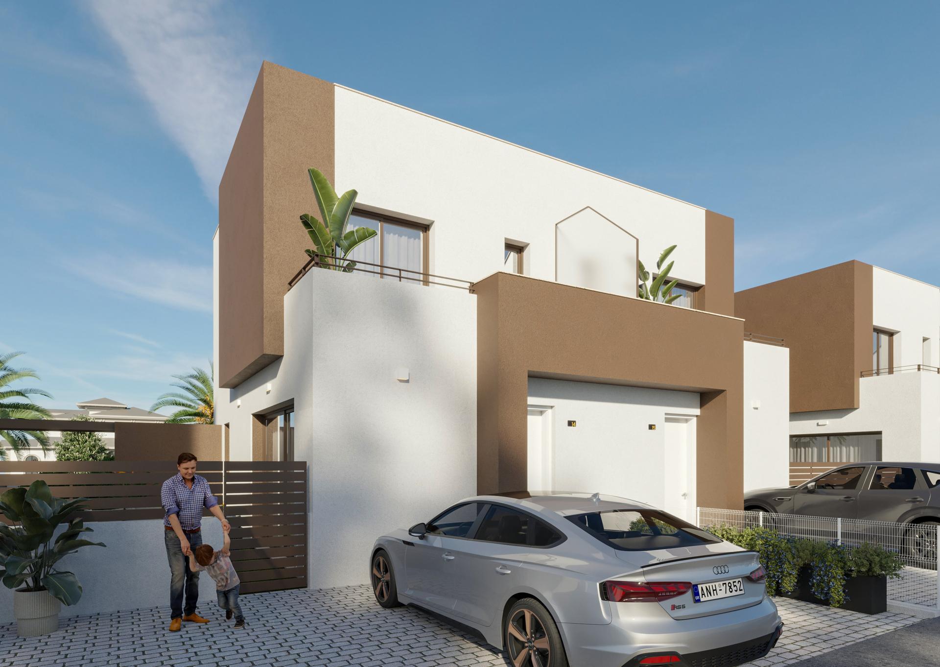 Communal parking area with two allocated spaces, El Pinet development