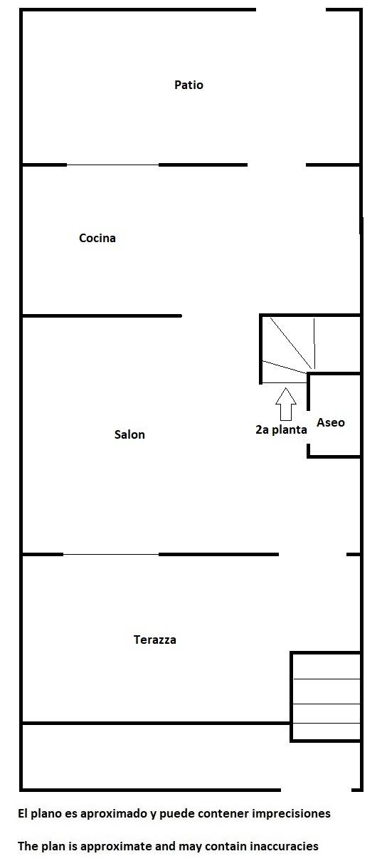 Floor plan of 1-bedroom three-storey townhouse in PAU 8, Orihuela Costa
