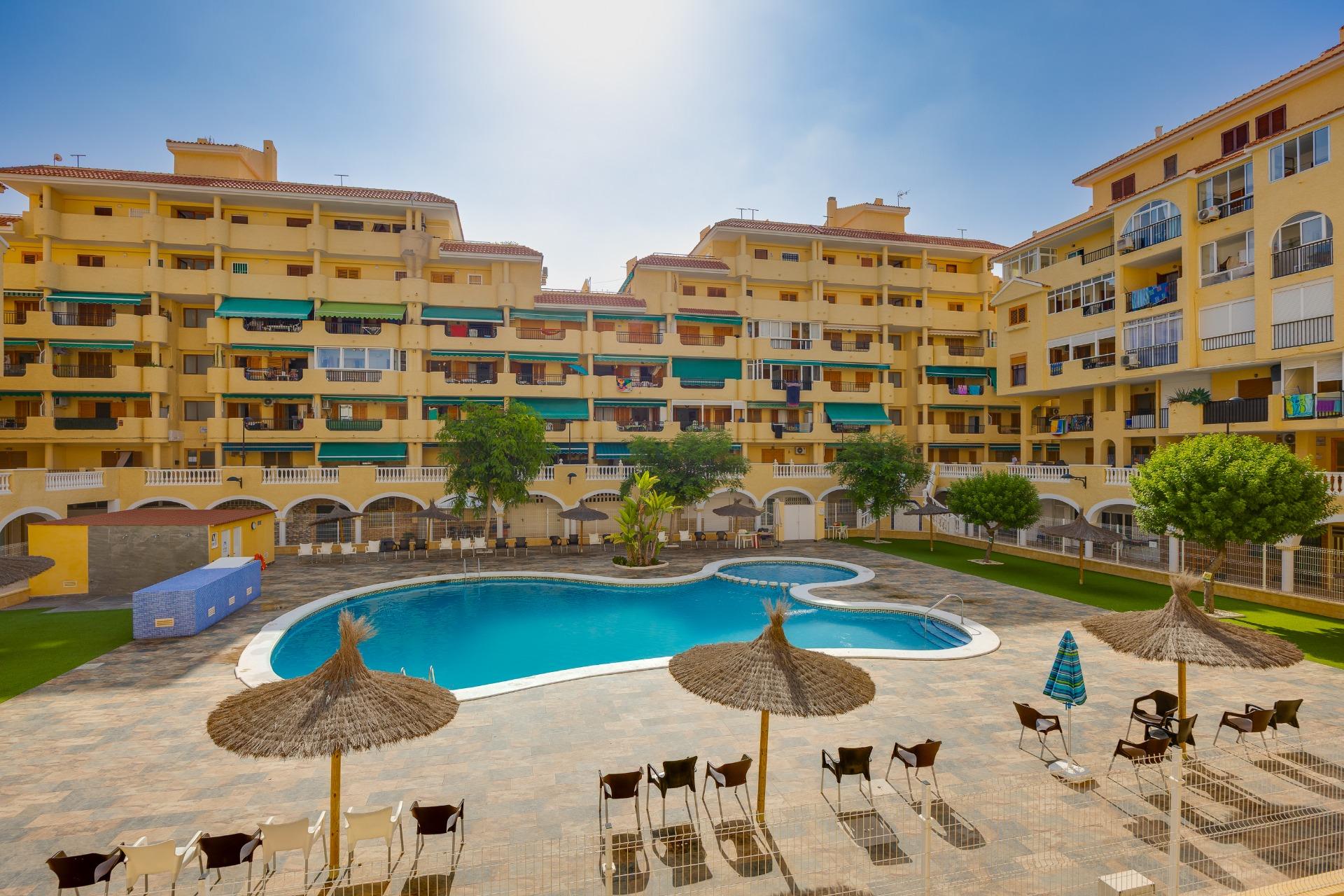 Ground-floor apartment frontage with private terrace, La Mata, Torrevieja
