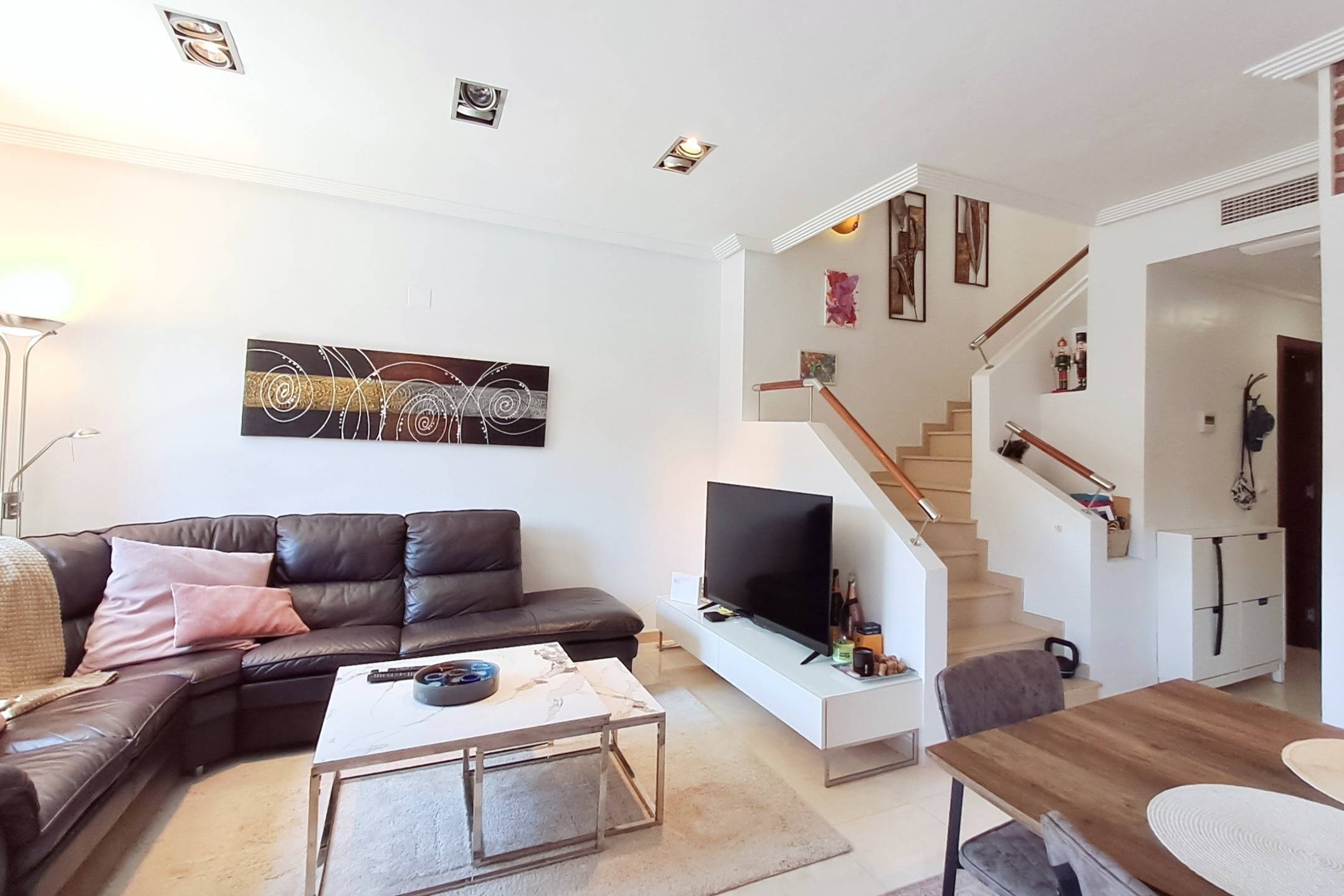 Living room with balcony access in 2-bedroom apartment, Lomas de Cabo Roig