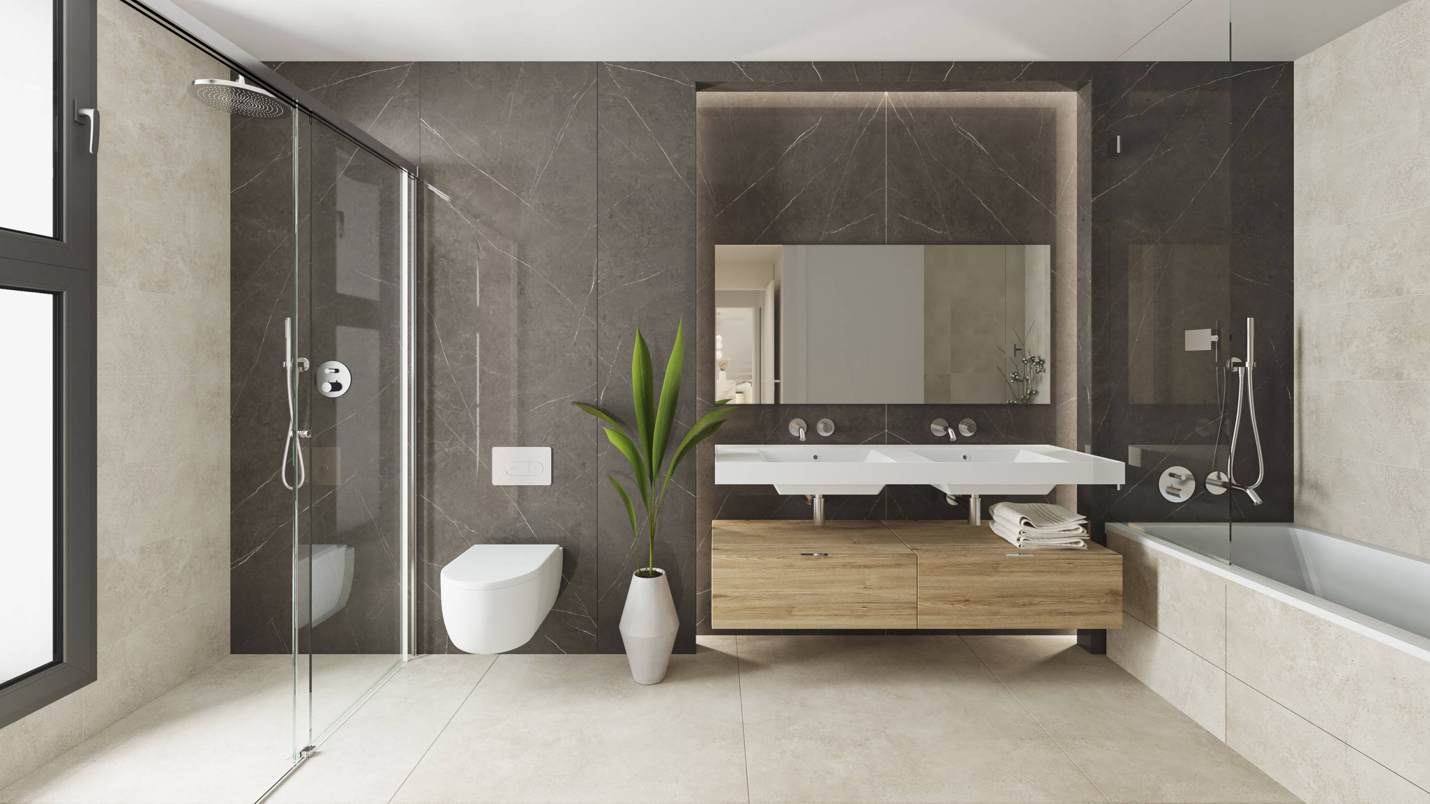 Lift lobby inside new-build residential development, La Quinta, Benahavis