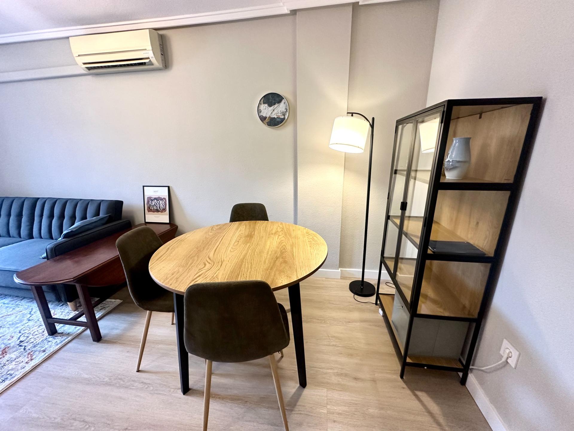 Living room showing double-glazed windows, renovated apartment, Playa del Cura
