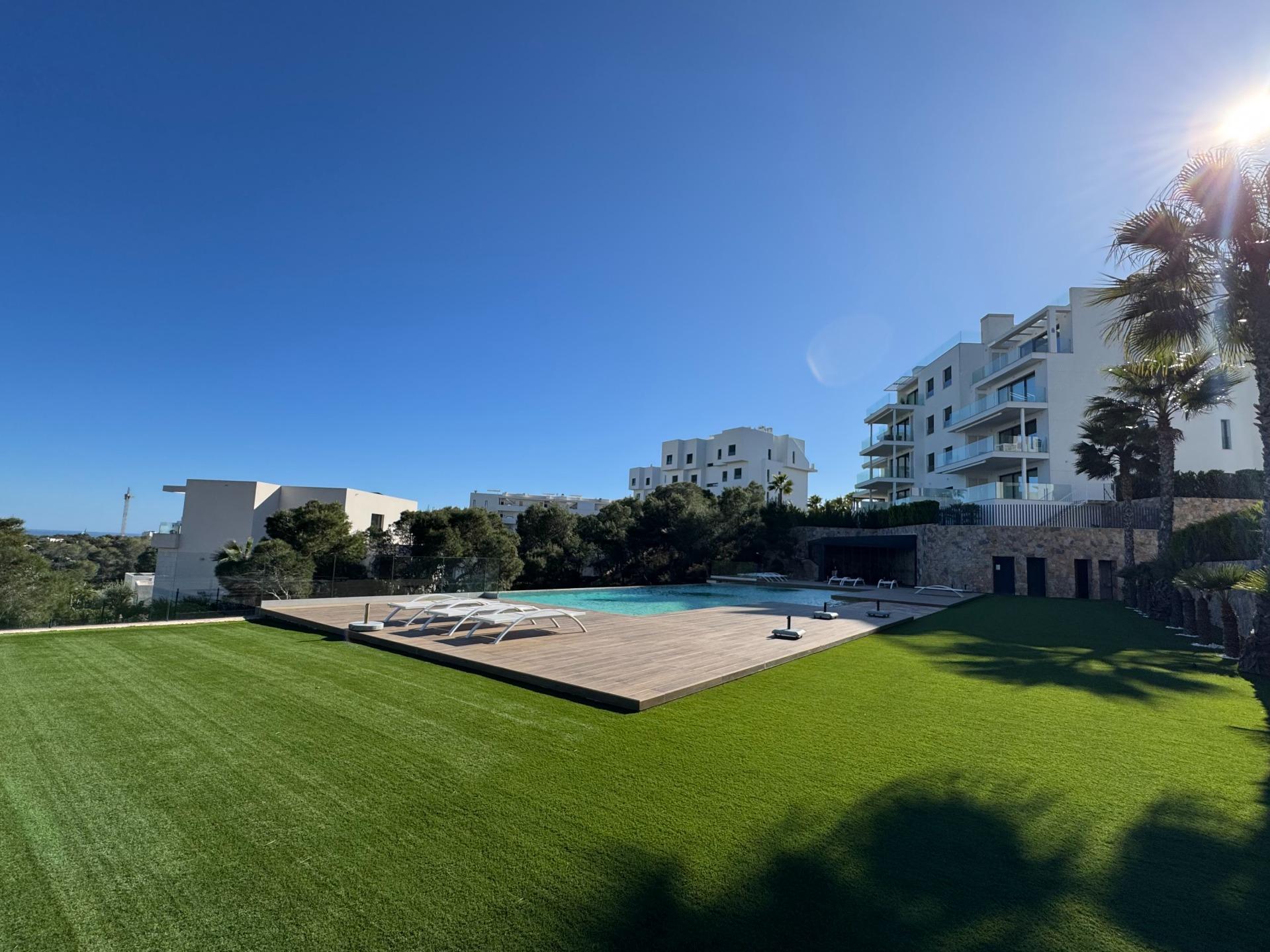 Building exterior and entrance, Las Colinas Golf apartment complex, Orihuela