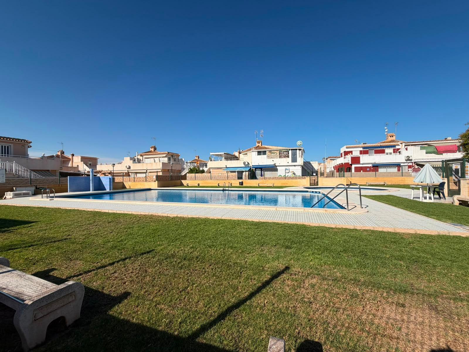 Communal pool viewed from terrace level, Residencial Aquapark, Torrevieja