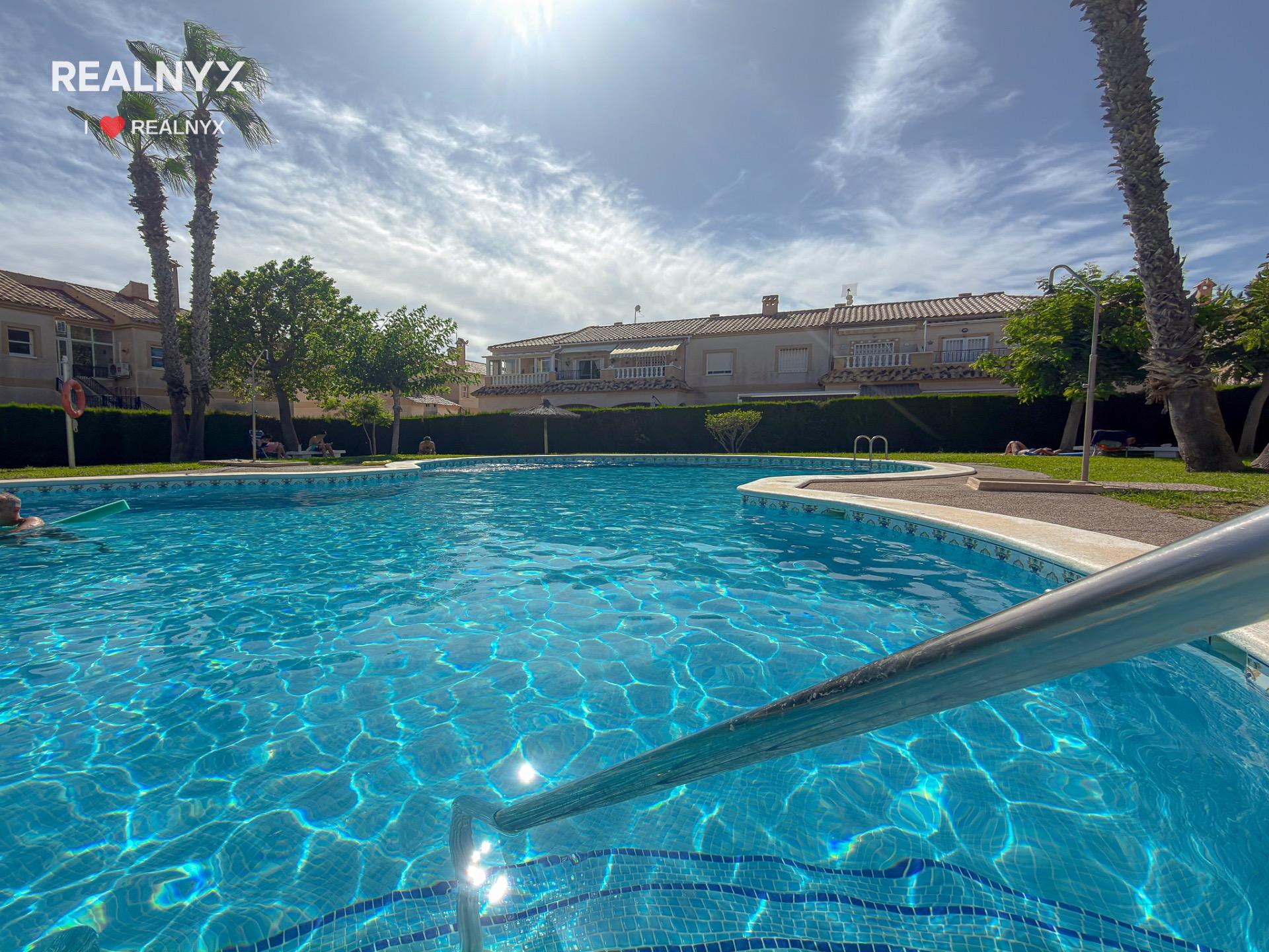 Exterior walkway between blocks in gated complex, Torreblanca, Torrevieja