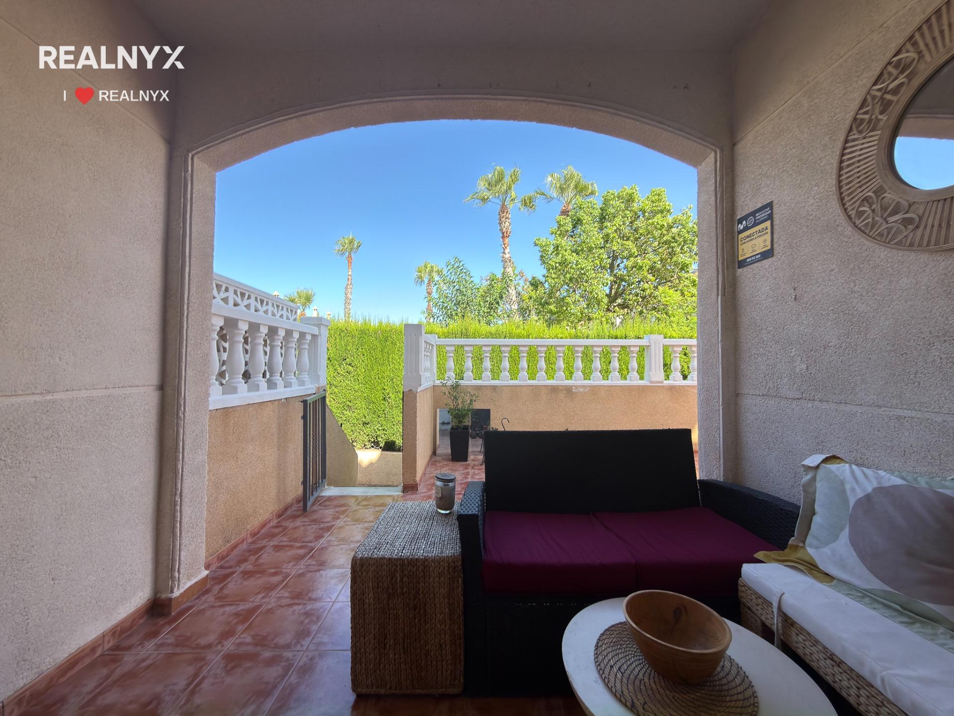 East-facing private terrace of ground-floor bungalow, Torreblanca, Torrevieja